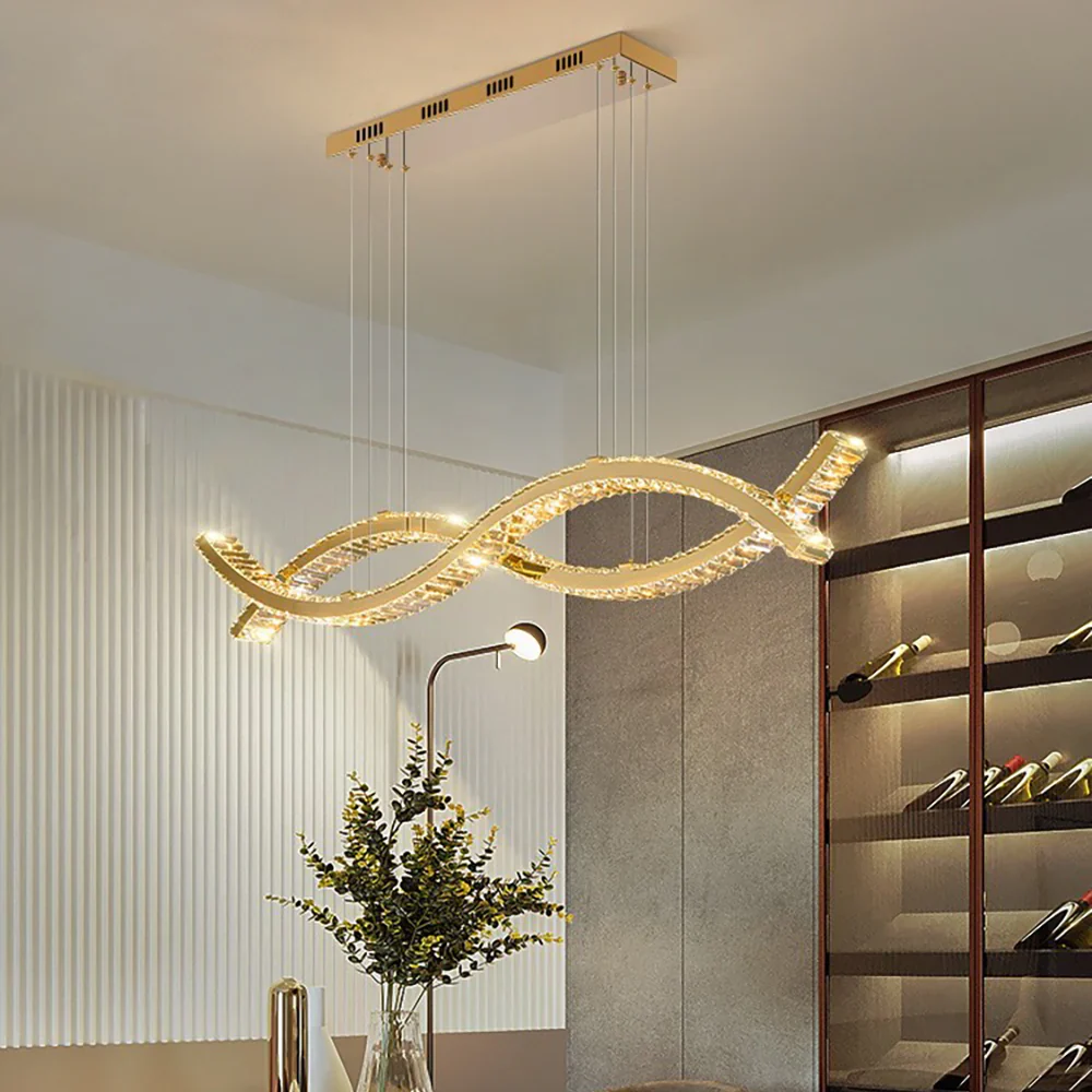 Gold Wave Crystal Chandelier - Image 2