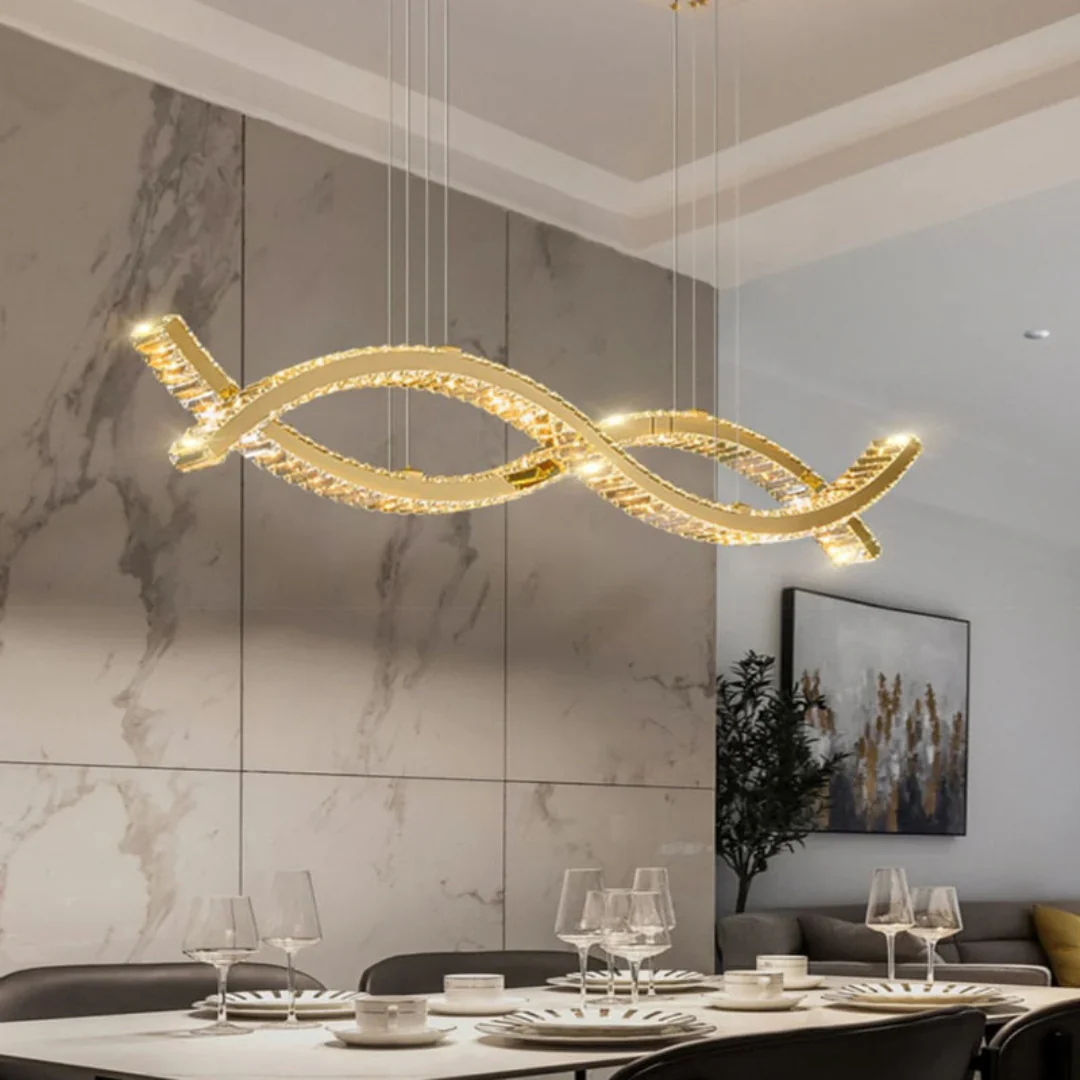 Gold Wave Crystal Chandelier - Image 4