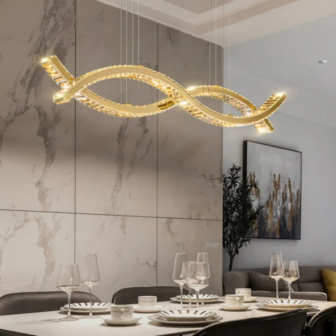 Gold Wave Crystal Chandelier - Image 5