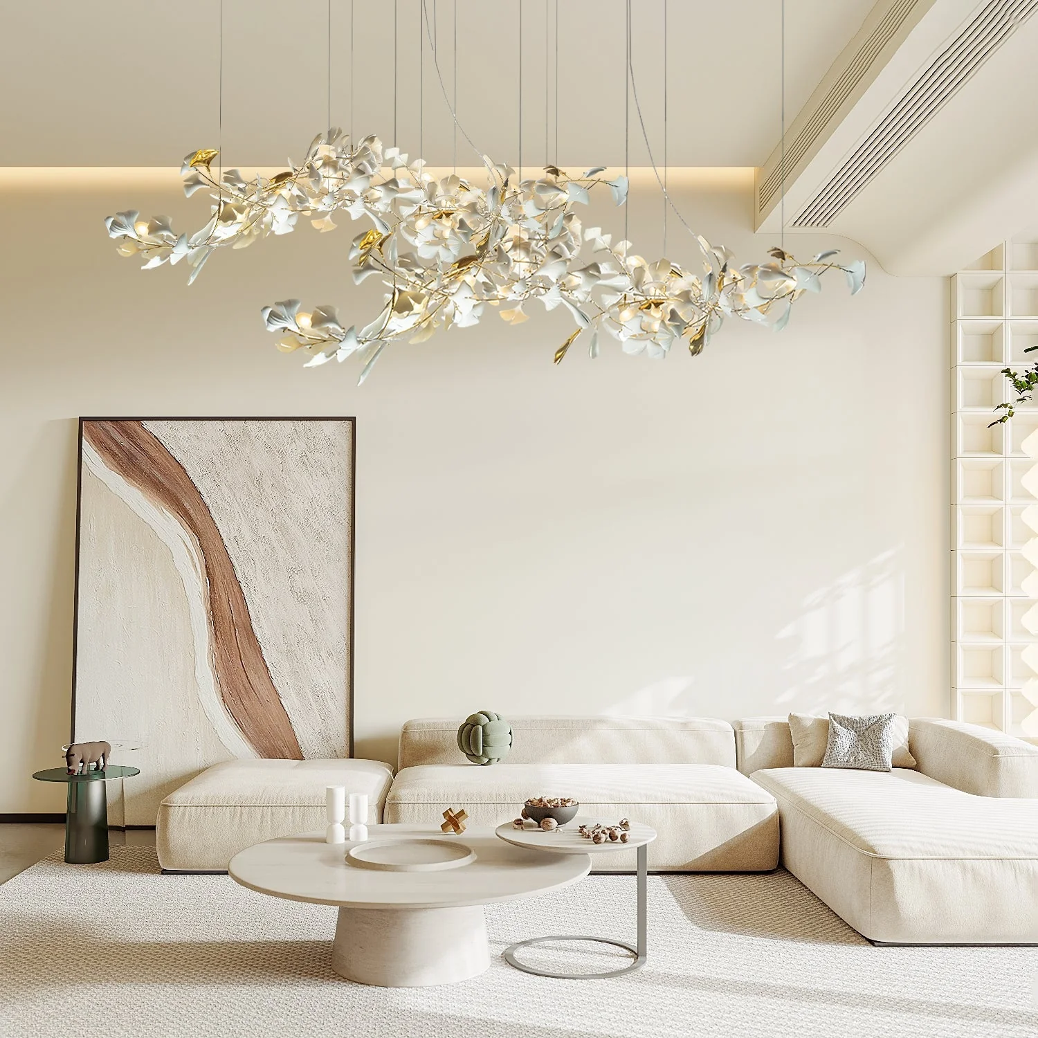 Gold White Leaves Combination Gingko Chandeliers - Image 4