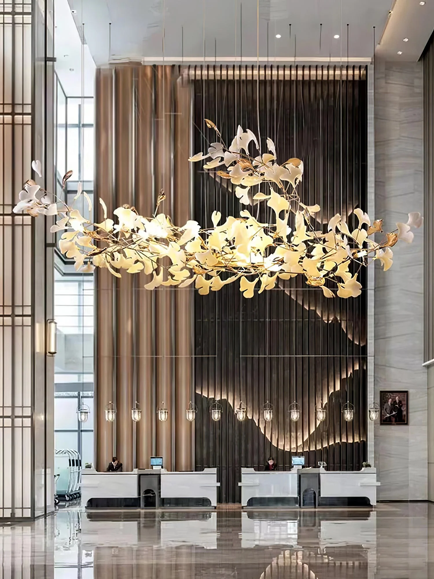 Gold White Leaves Combination Gingko Chandeliers - Image 8