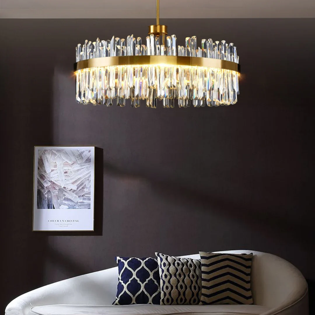 Golden Round Crystal Chandelier - Image 10