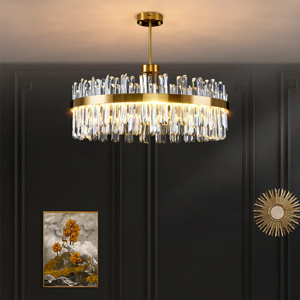 Golden Round Crystal Chandelier - Image 3