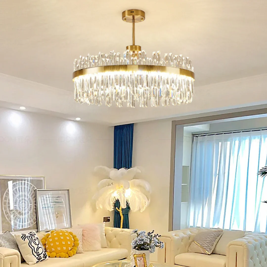 Golden Round Crystal Chandelier - Image 5