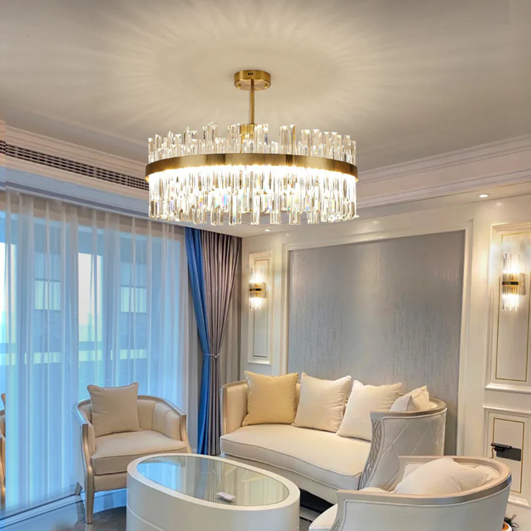 Golden Round Crystal Chandelier - Image 6