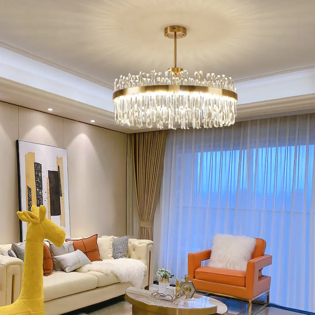 Golden Round Crystal Chandelier - Image 8