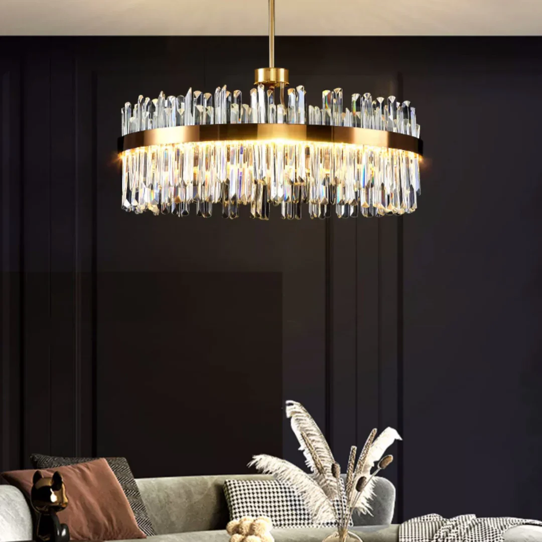 Golden Round Crystal Chandelier - Image 9