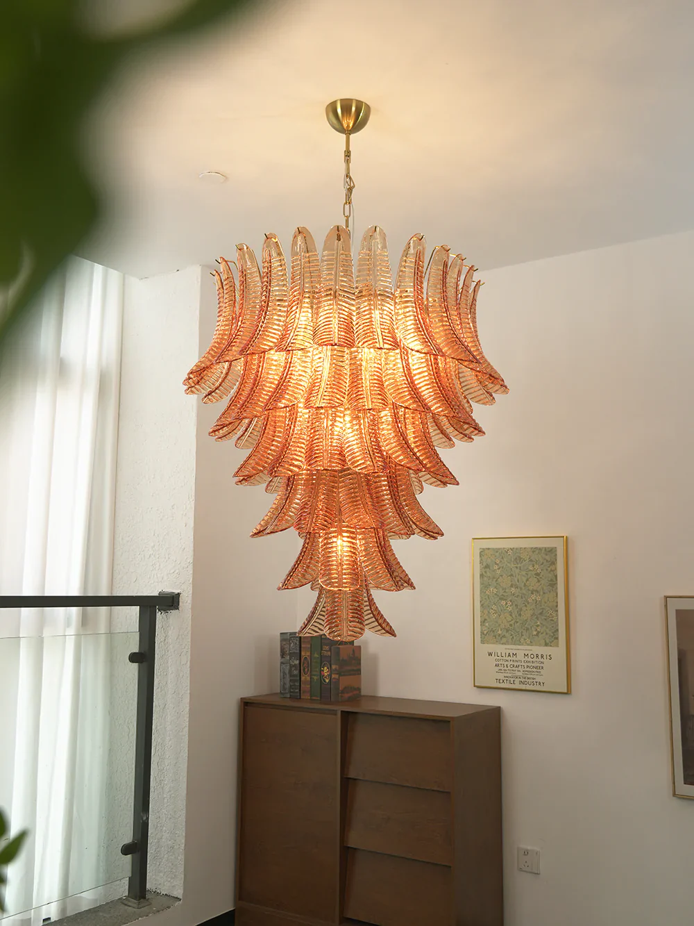 Gorgeous Murano Felci Amber Glass Chandelier - Image 2