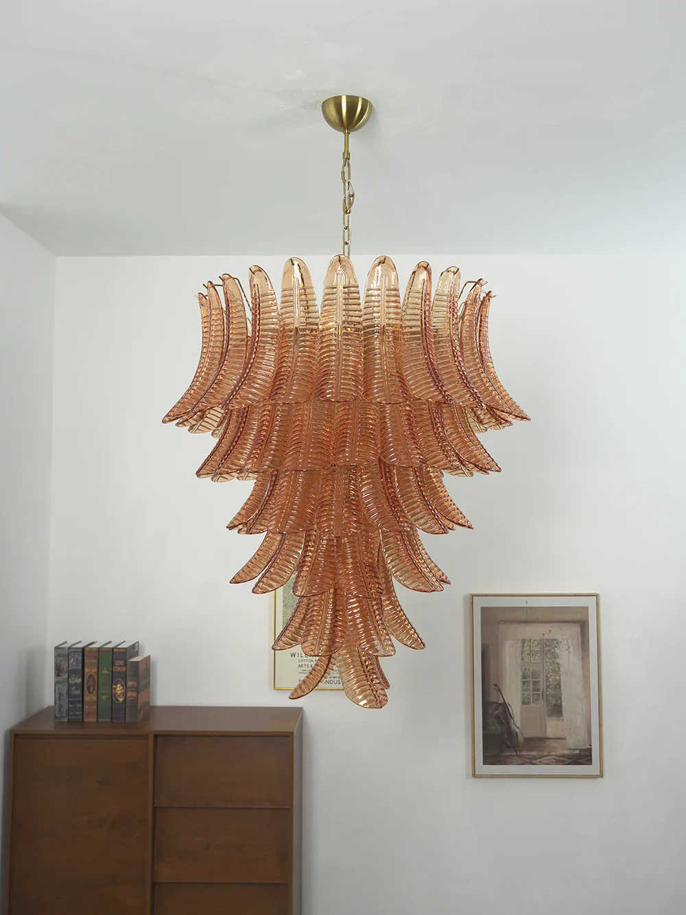 Gorgeous Murano Felci Amber Glass Chandelier - Image 9
