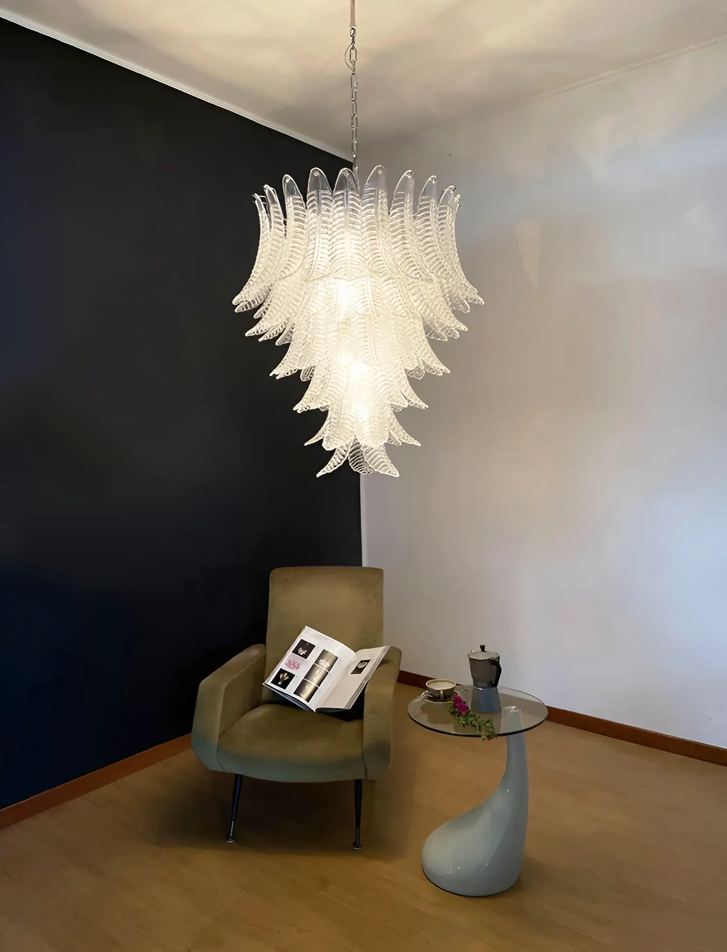 Gorgeous Murano Felci Transparent Glass Chandelier - Image 3