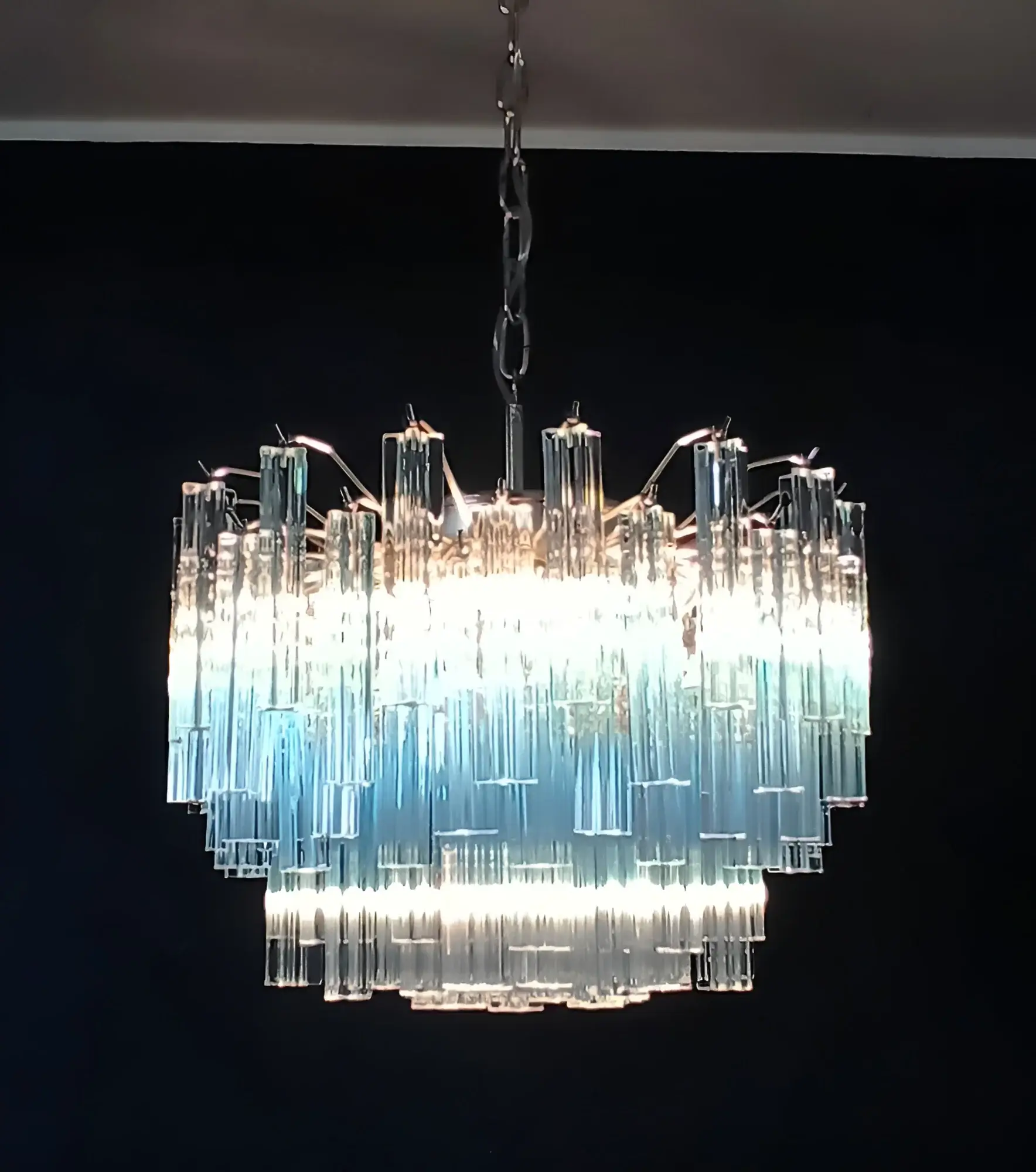 Gorgeous Murano Quadriedri Prisms Blue Chandelier - Image 10