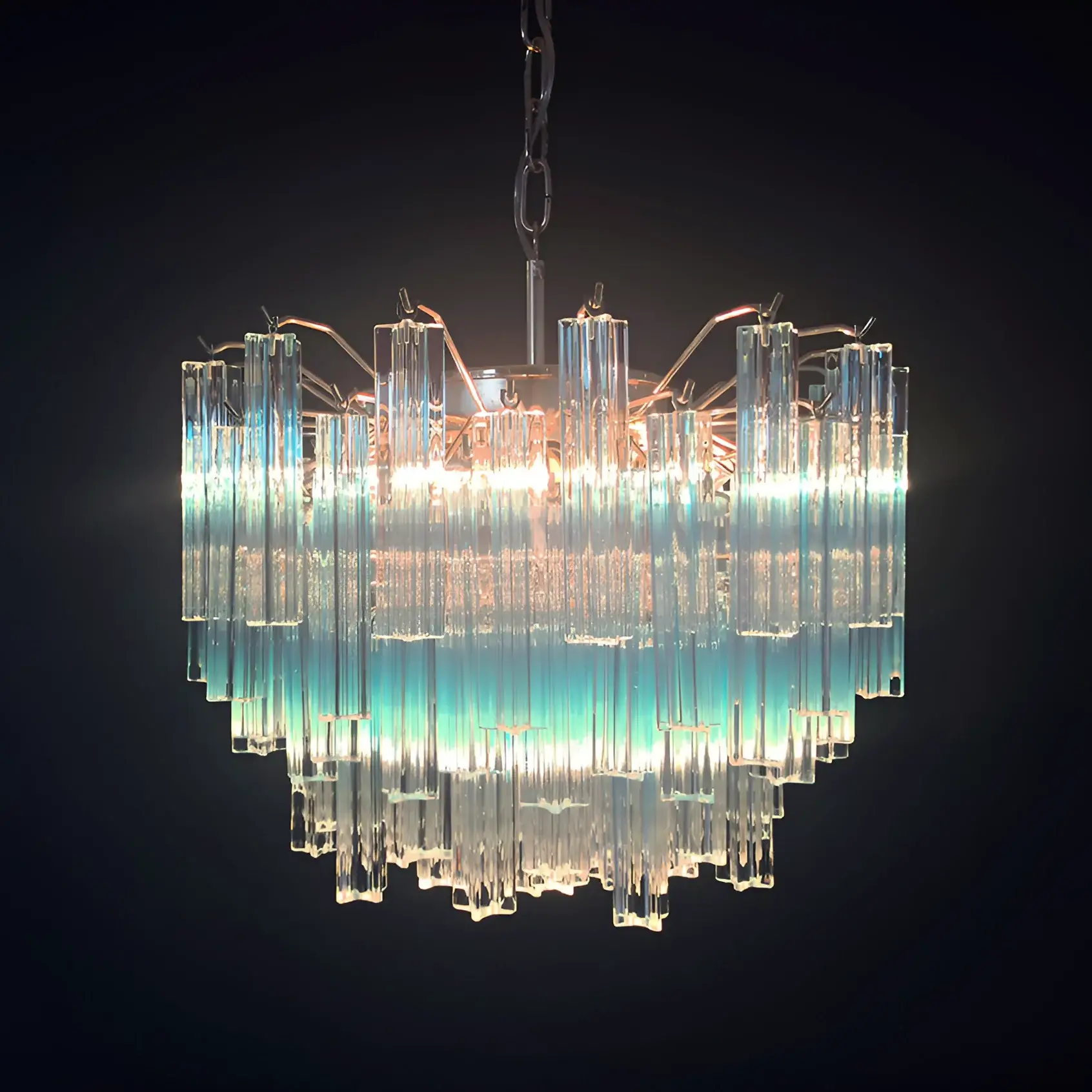 Gorgeous Murano Quadriedri Prisms Blue Chandelier - Image 13