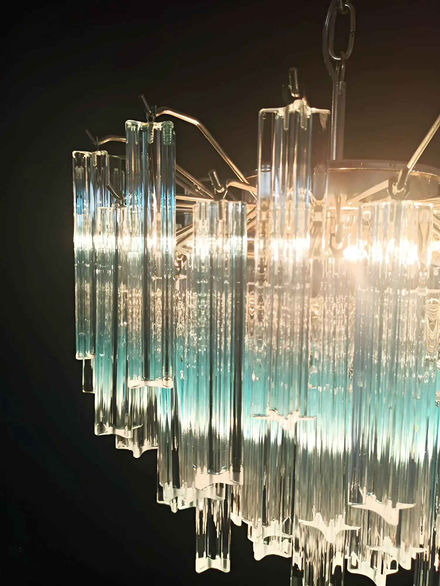 Gorgeous Murano Quadriedri Prisms Blue Chandelier - Image 17