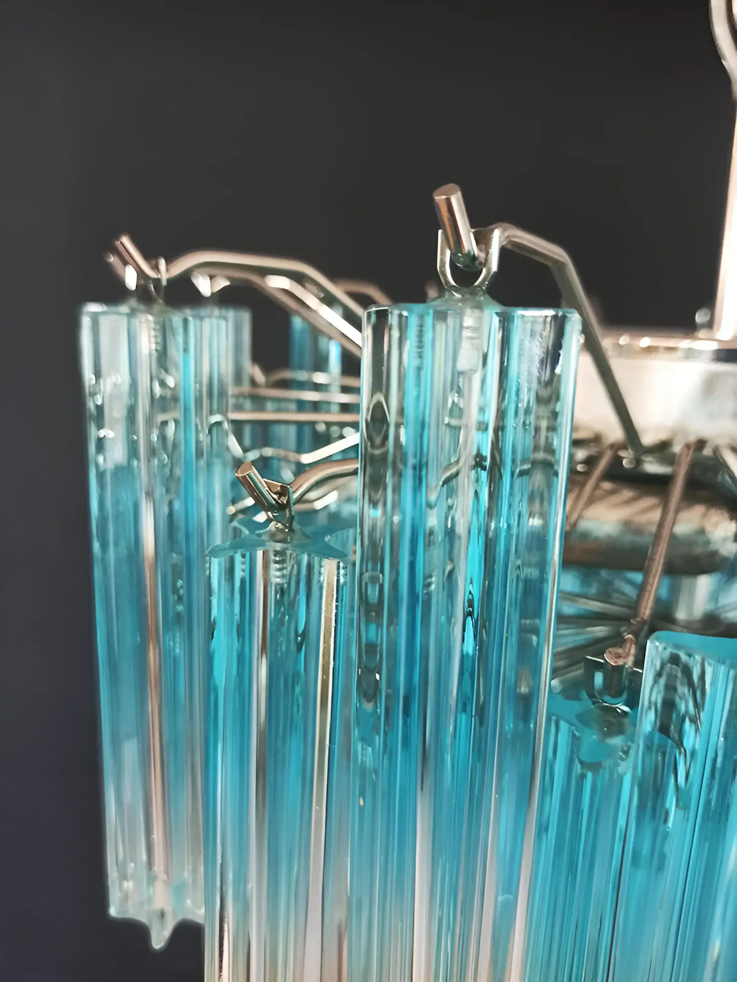 Gorgeous Murano Quadriedri Prisms Blue Chandelier - Image 18