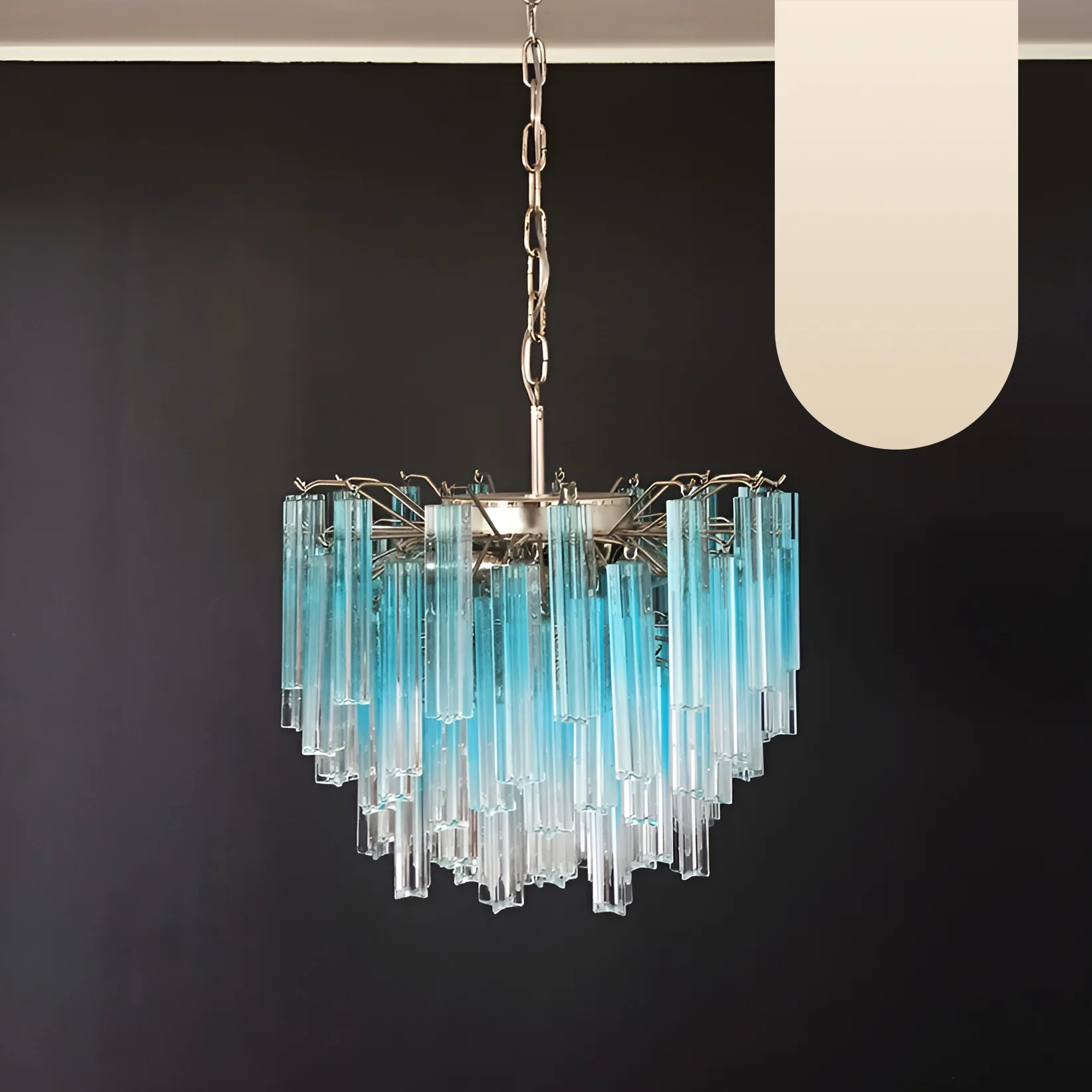 Gorgeous Murano Quadriedri Prisms Blue Chandelier - Image 19