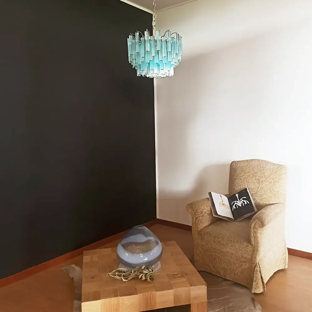 Gorgeous Murano Quadriedri Prisms Blue Chandelier - Image 2