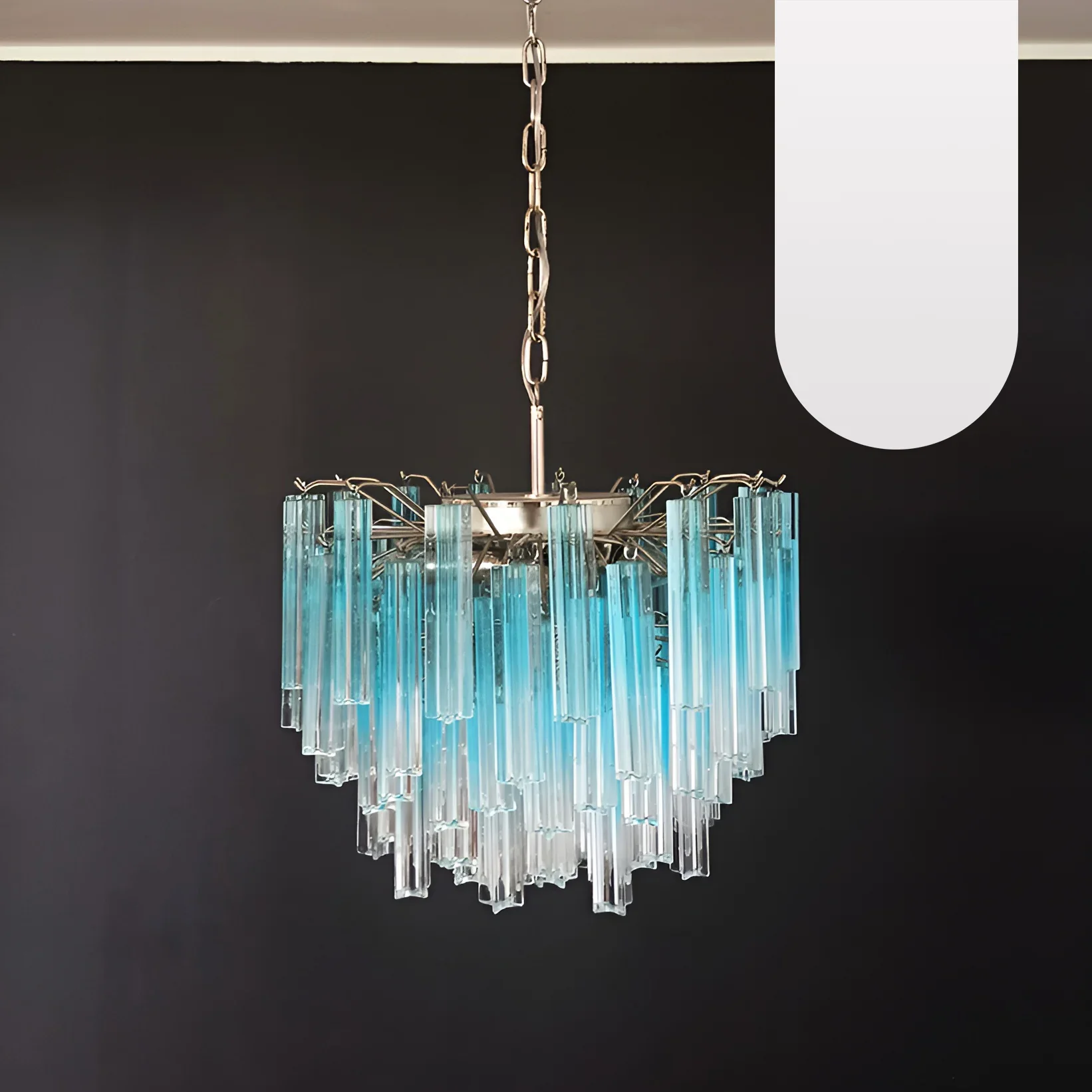 Gorgeous Murano Quadriedri Prisms Blue Chandelier - Image 20
