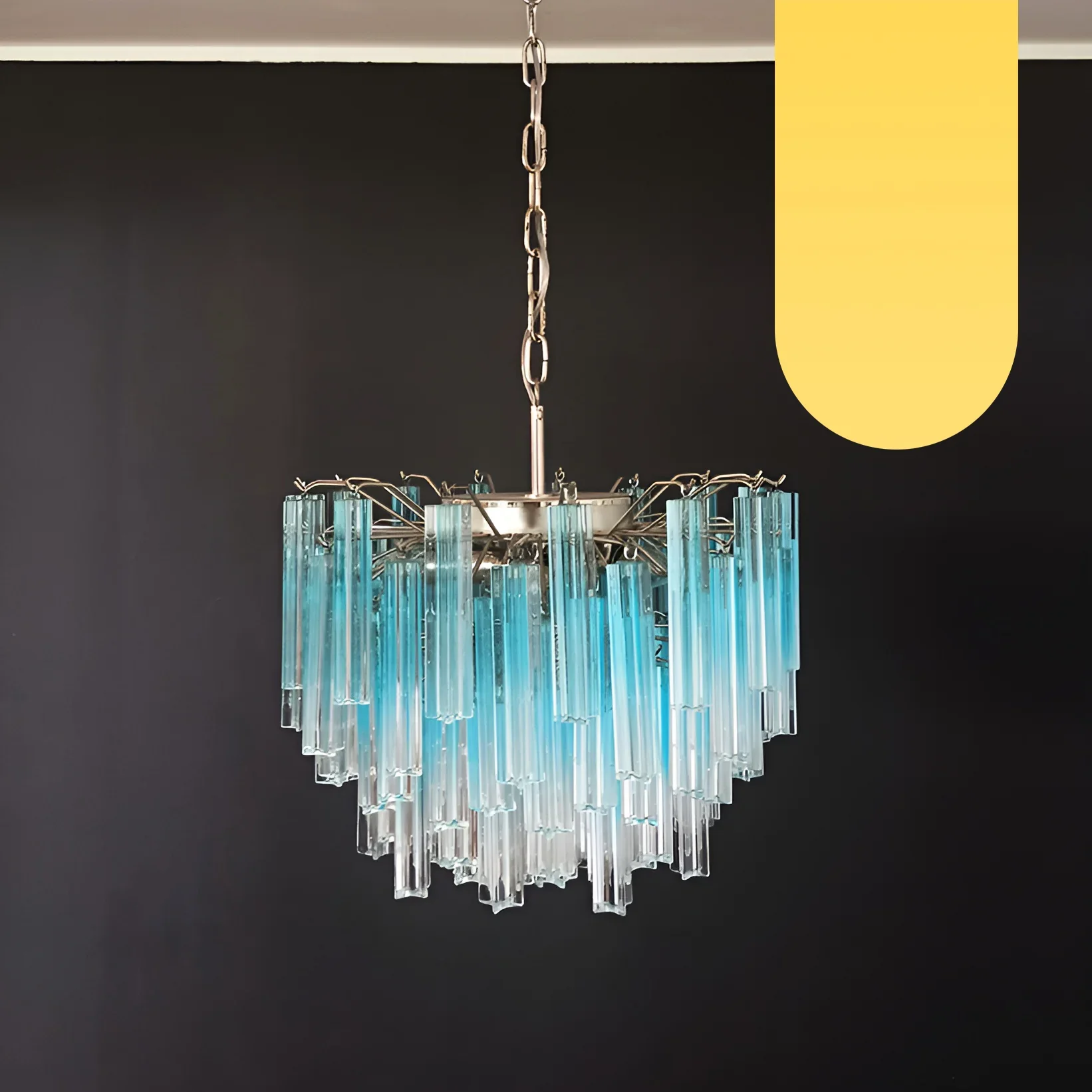 Gorgeous Murano Quadriedri Prisms Blue Chandelier - Image 21