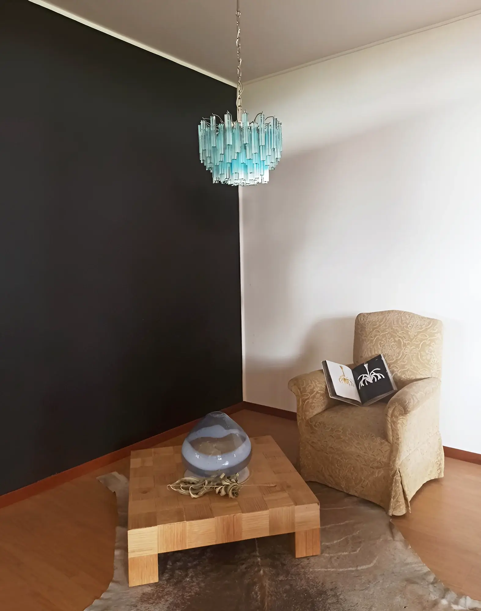 Gorgeous Murano Quadriedri Prisms Blue Chandelier - Image 3