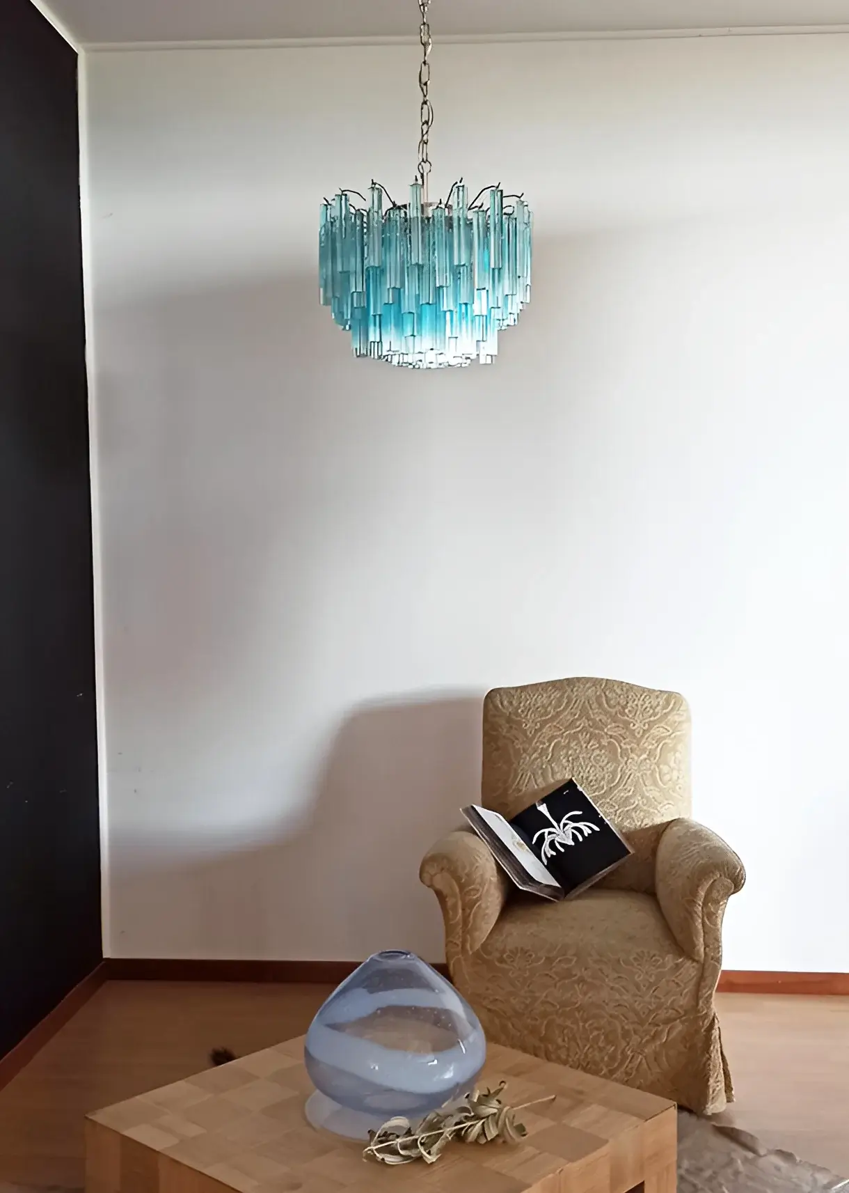 Gorgeous Murano Quadriedri Prisms Blue Chandelier - Image 4