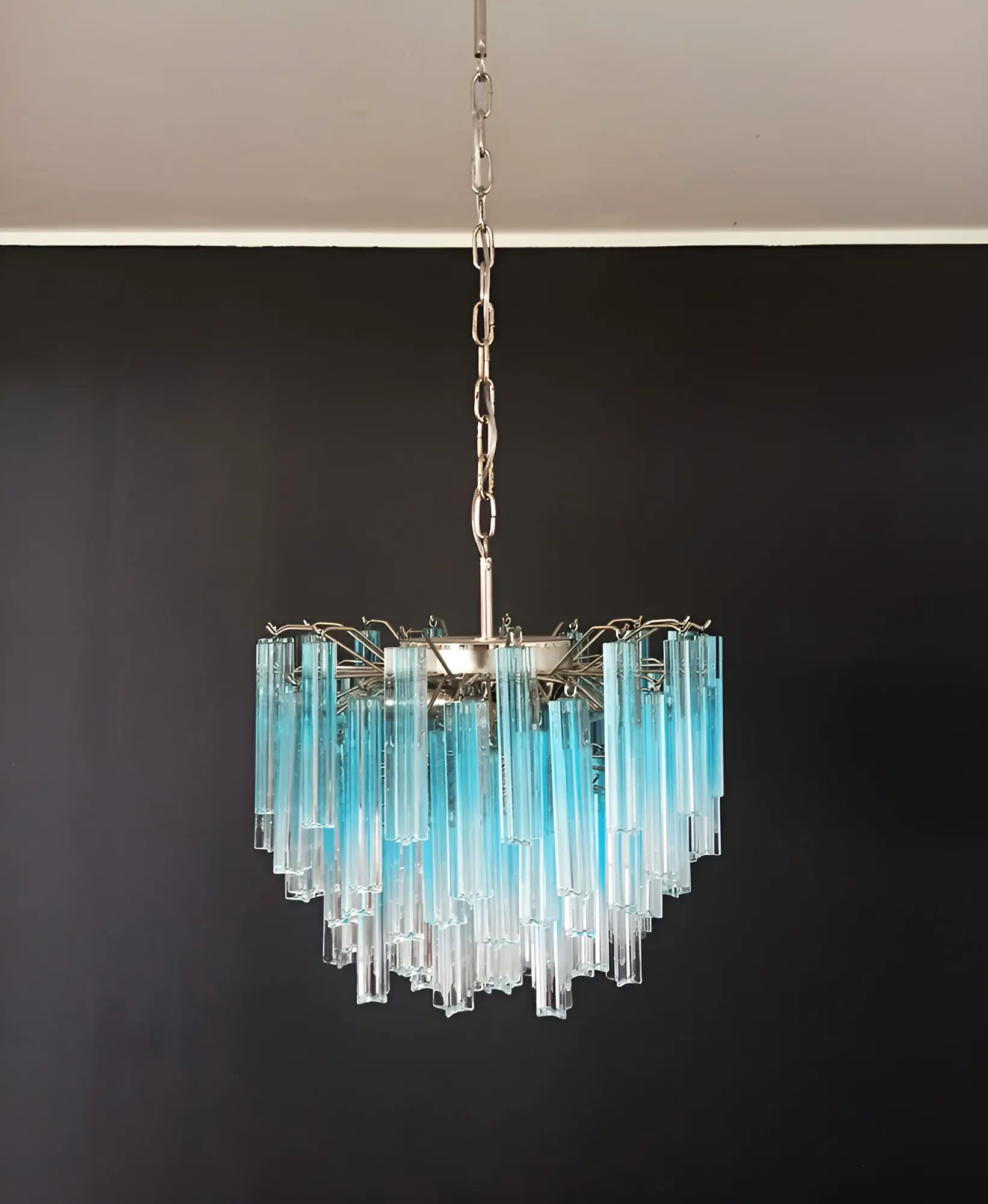 Gorgeous Murano Quadriedri Prisms Blue Chandelier - Image 9