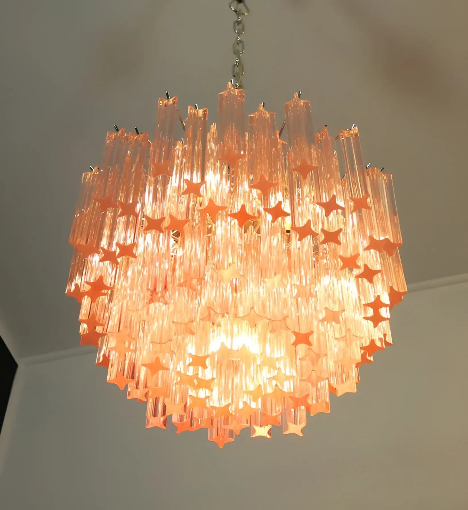 Gorgeous Murano Quadriedri Prisms Pink Chandelier - Image 10