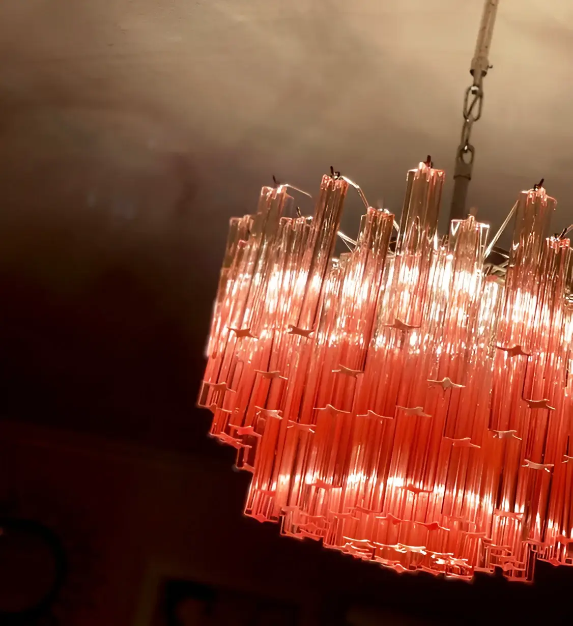Gorgeous Murano Quadriedri Prisms Pink Chandelier - Image 13
