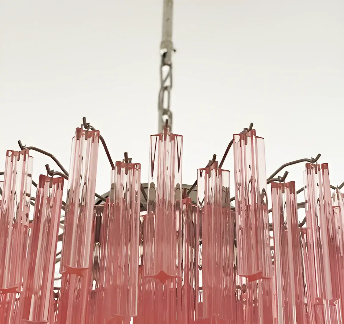 Gorgeous Murano Quadriedri Prisms Pink Chandelier - Image 15
