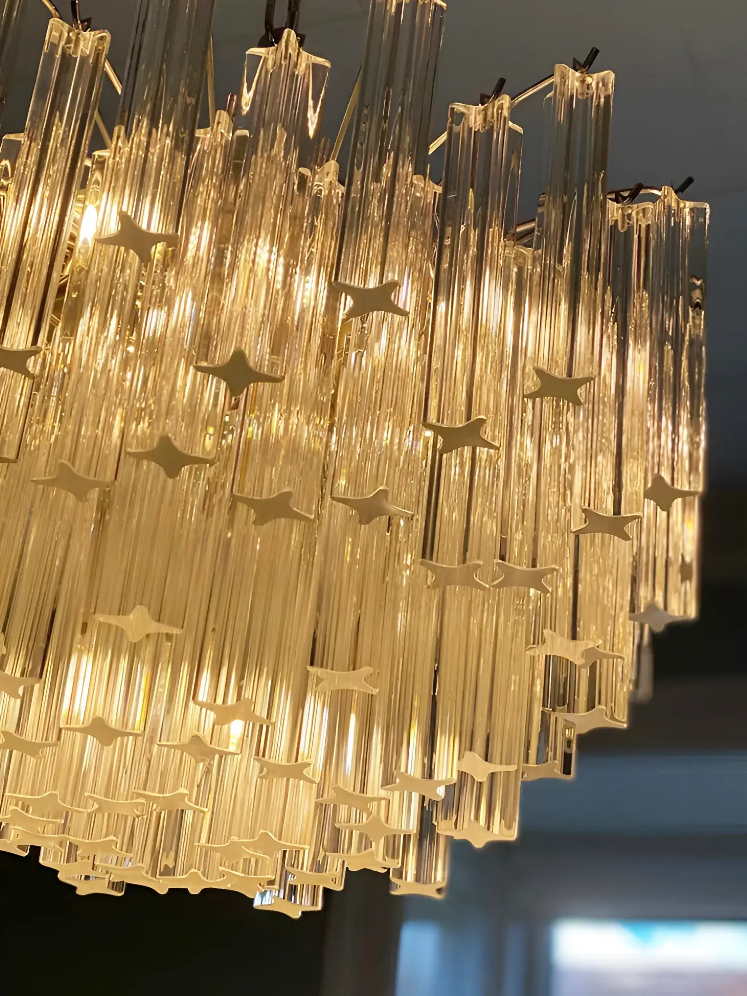 Gorgeous Murano Quadriedri Prisms Transparent Chandelier - Image 14