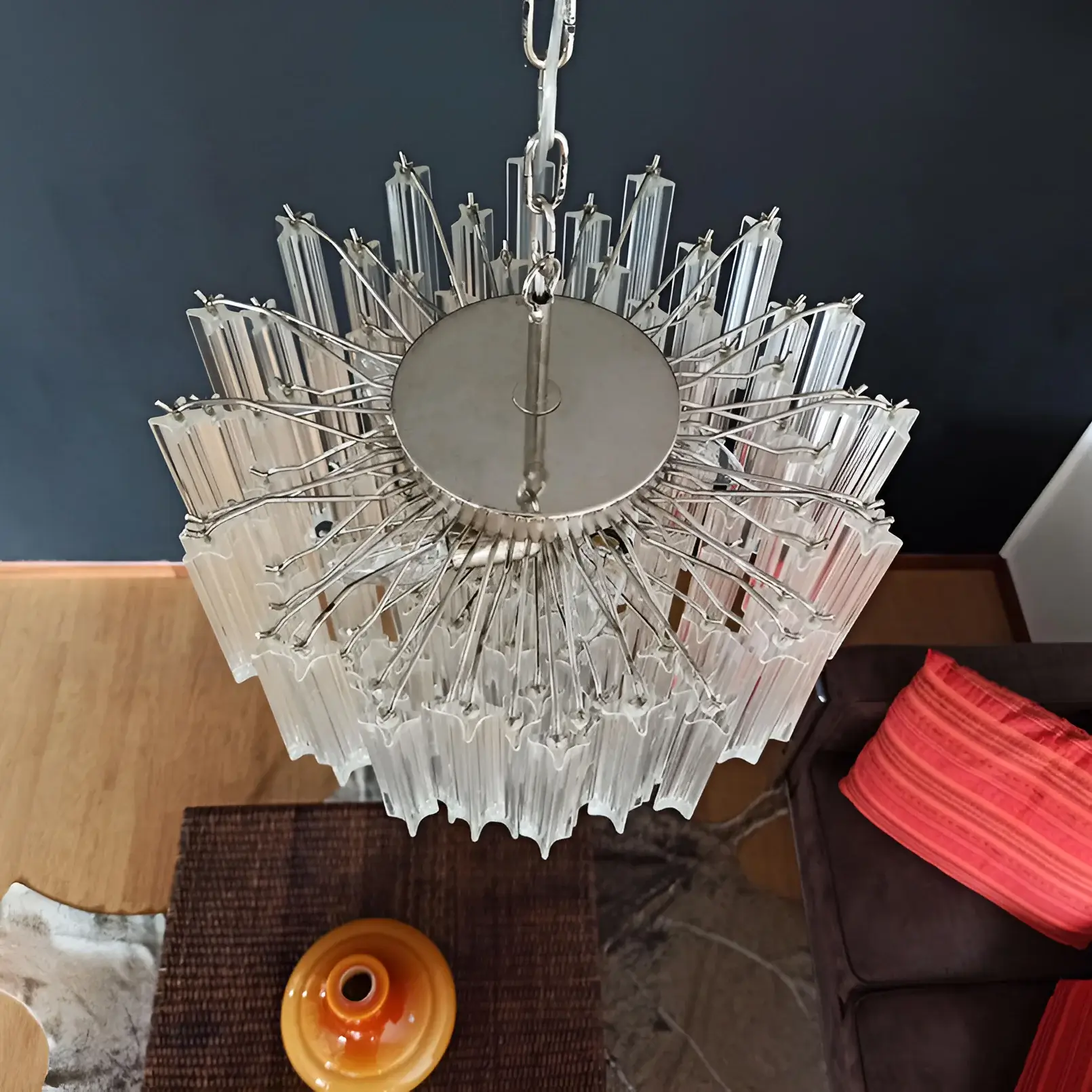 Gorgeous Murano Quadriedri Prisms Transparent Chandelier - Image 7