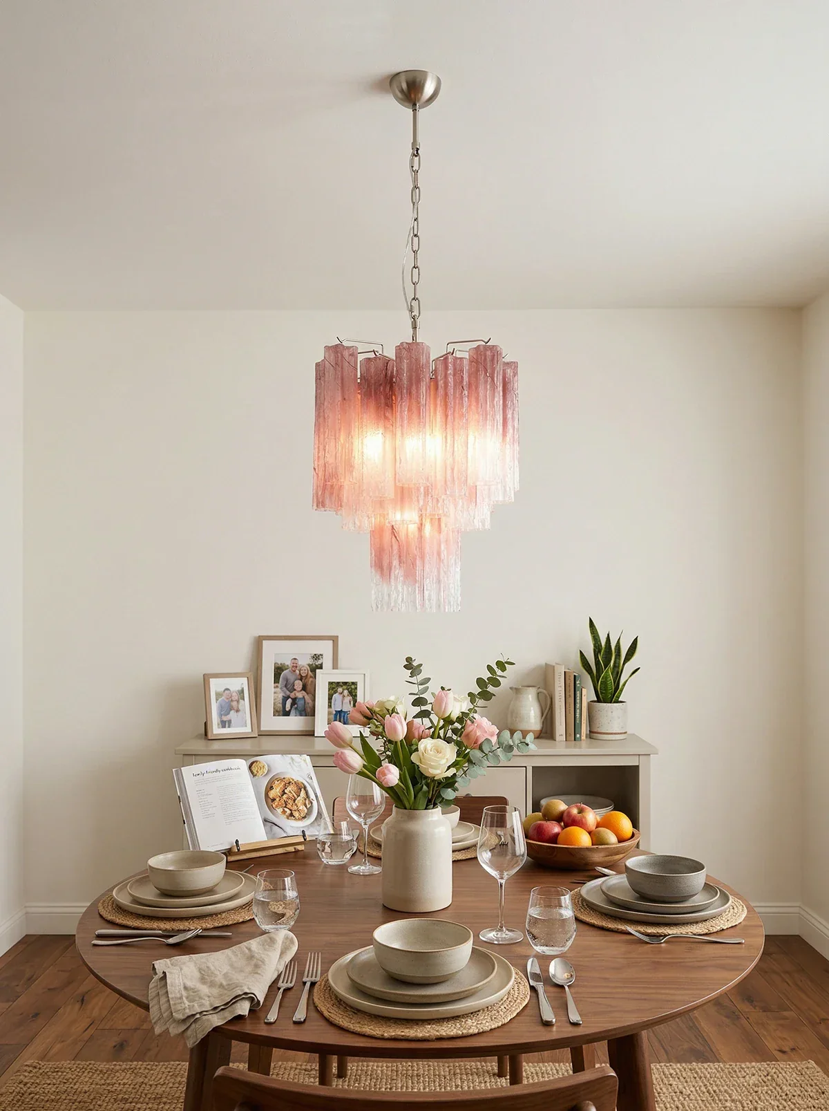 Gradient Red Murano Glass Tube Chandelier - Image 2