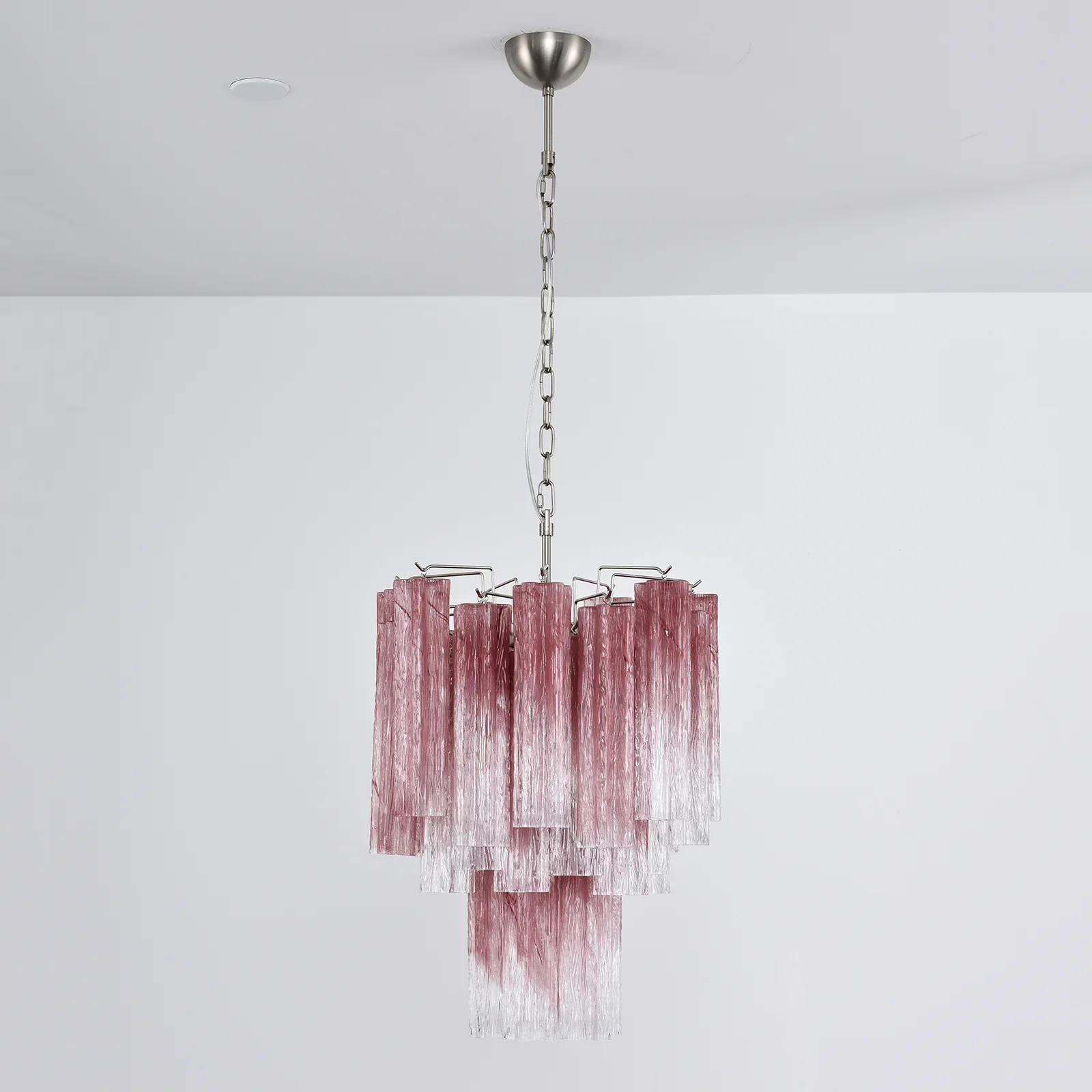 Gradient Red Murano Glass Tube Chandelier - Image 5