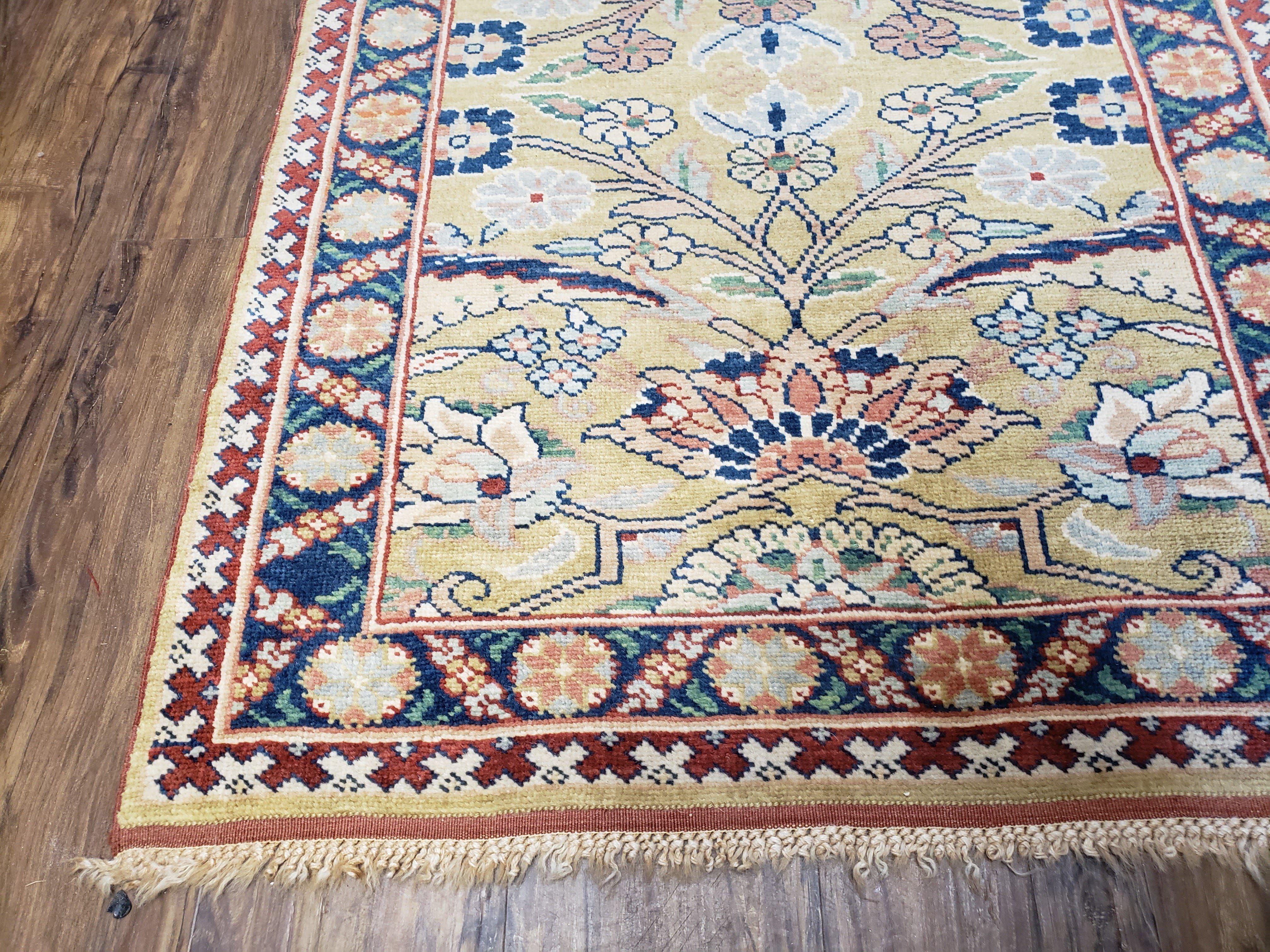 Hallway Runner Rug, Kitchen Runner, Sultanabad Hand Knotted Rug, Farmhouse Rug, 1950s Rug, Mahal Rug, Turkish Rug, Long Runner, Yellow - Image 8