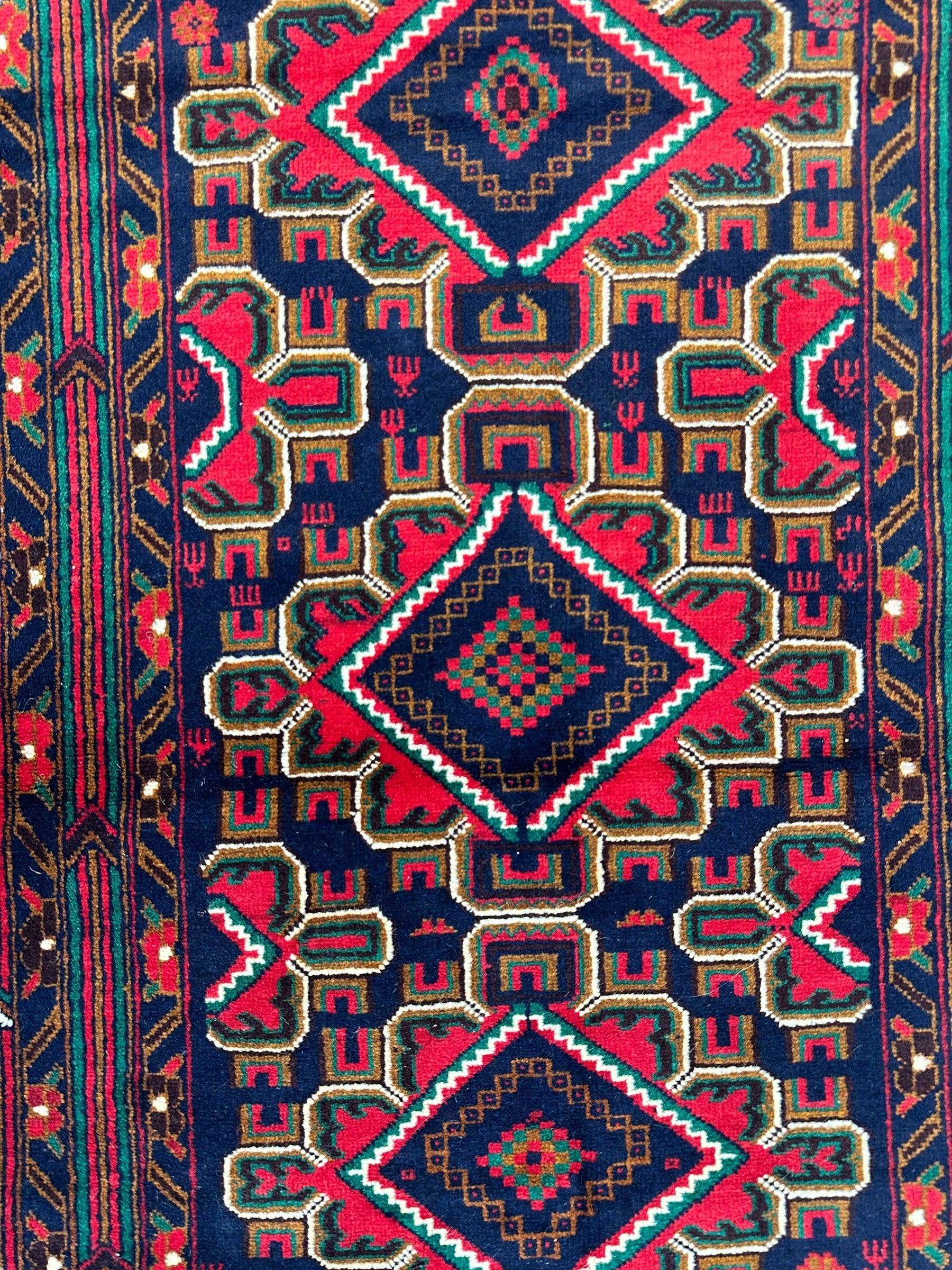 Hand-Knotted Afghani Baluch Wool Rug - 2'10" x 5' - Image 4