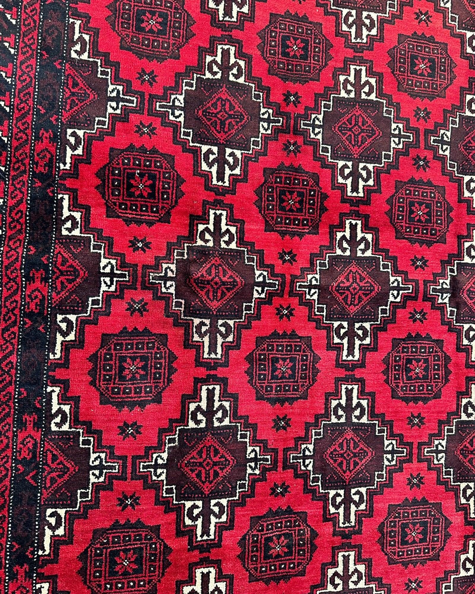 Hand-Knotted Afghani Baluch Wool Rug - 3’1” x 6’9” - Image 4