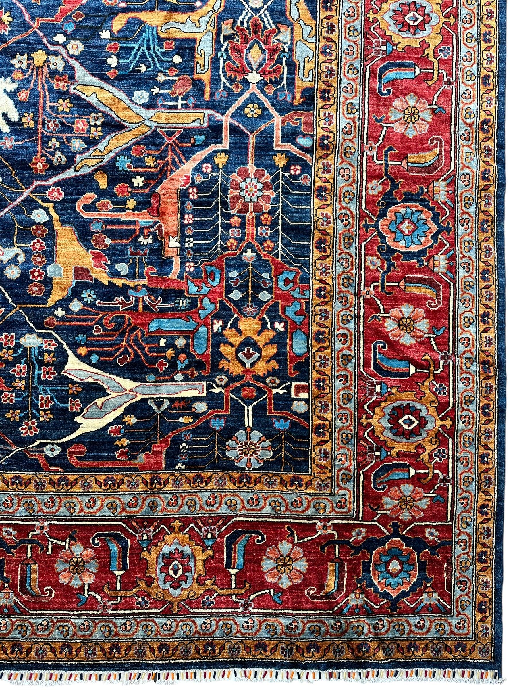 Hand-Knotted Afghani Bidjar Wool Rug – 9’x12’ – Intricate Geometric & Floral Motifs - Image 10