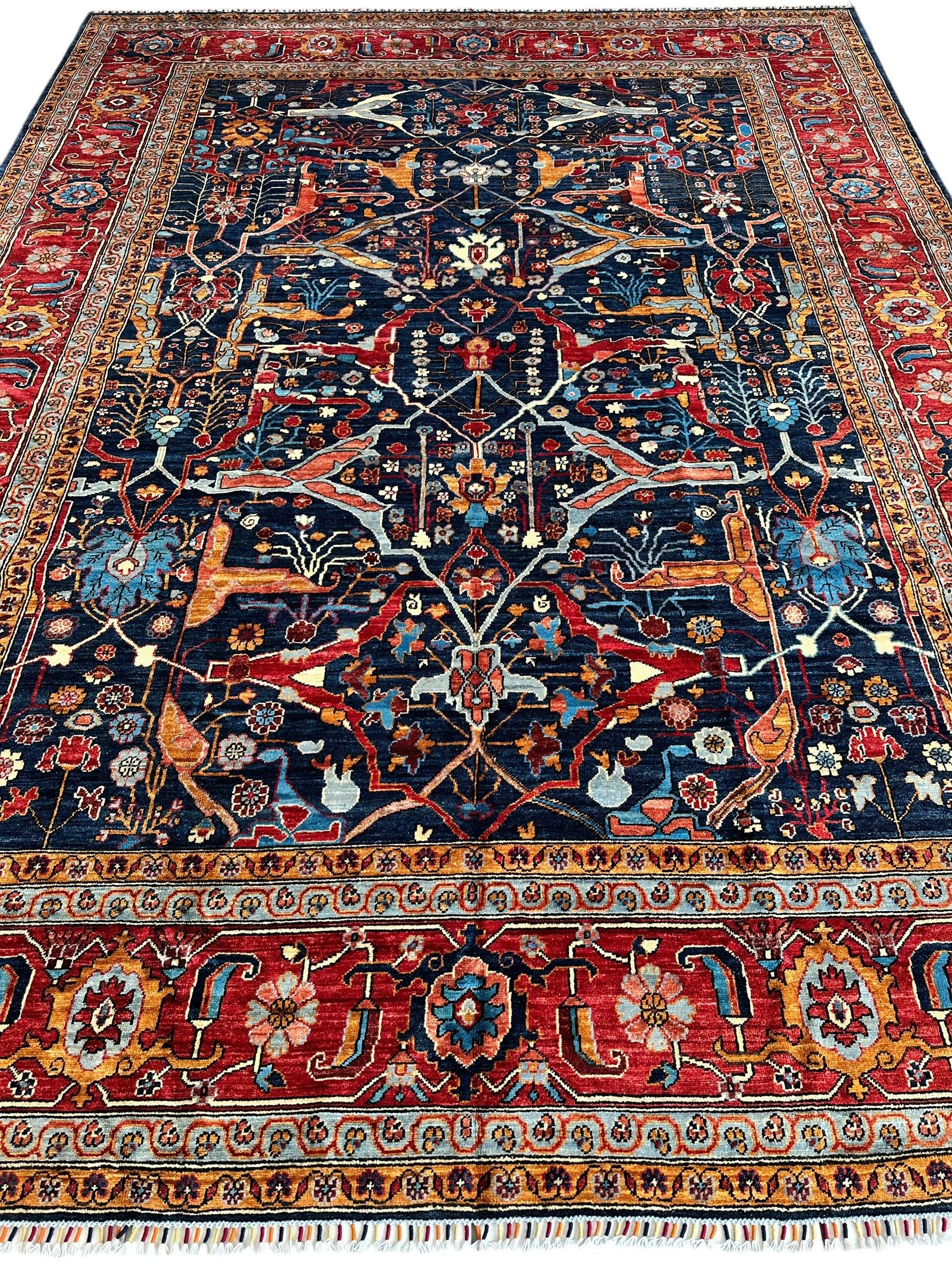 Hand-Knotted Afghani Bidjar Wool Rug – 9’x12’ – Intricate Geometric & Floral Motifs - Image 2