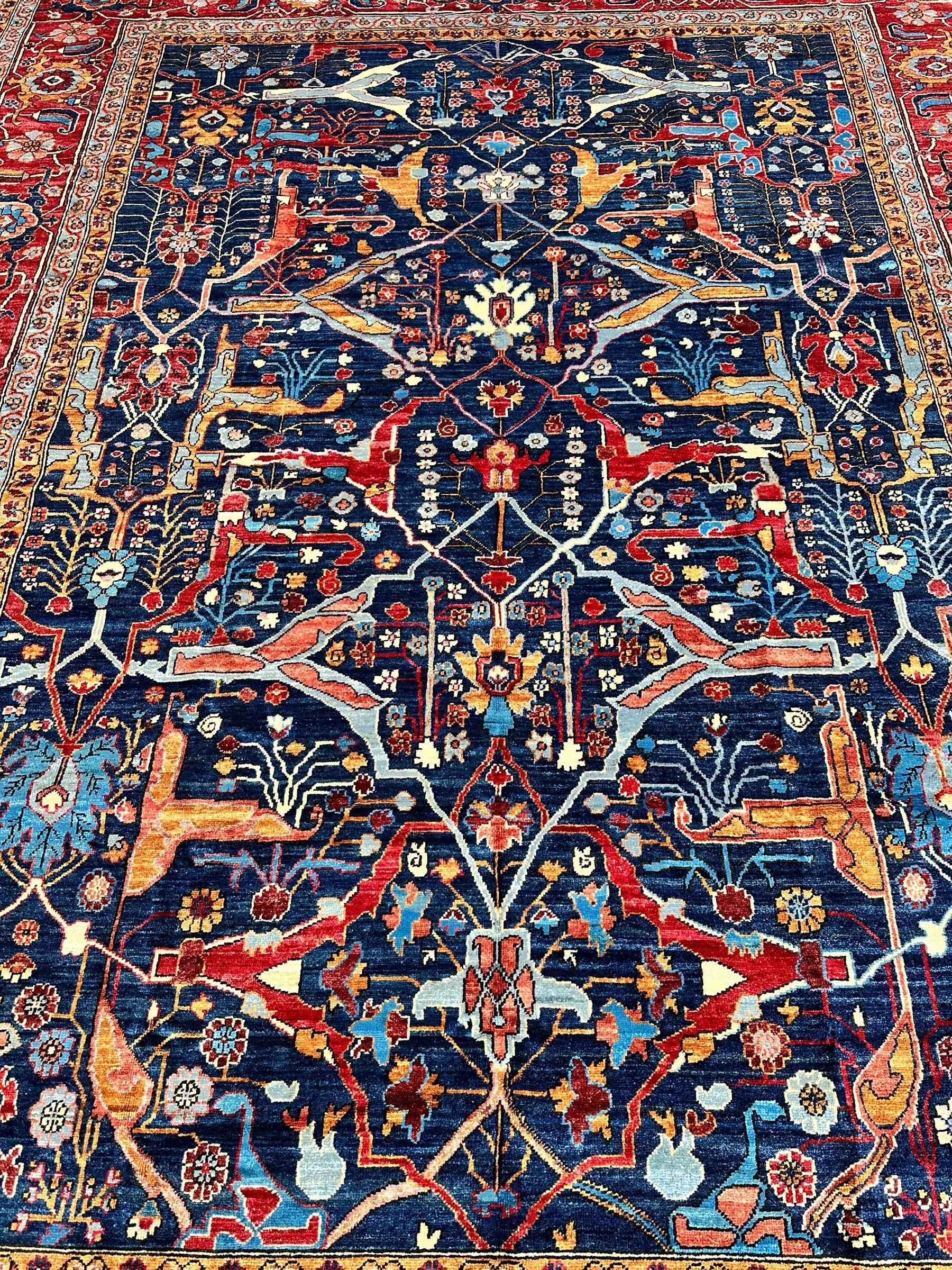 Hand-Knotted Afghani Bidjar Wool Rug – 9’x12’ – Intricate Geometric & Floral Motifs - Image 5