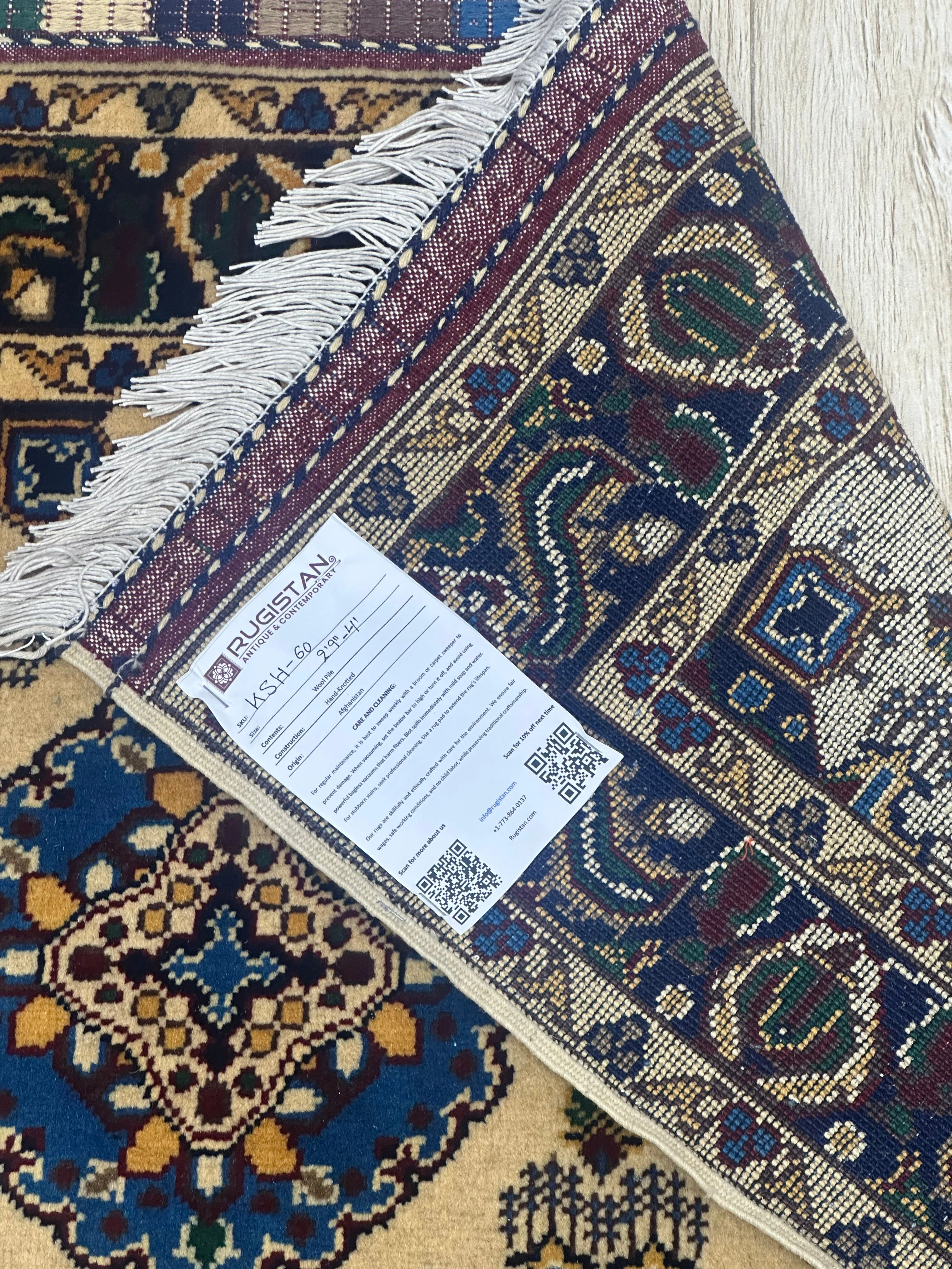 Hand-Knotted Afghani Kashi Wool Rug – 2’9″  x  4’4″ - Image 4