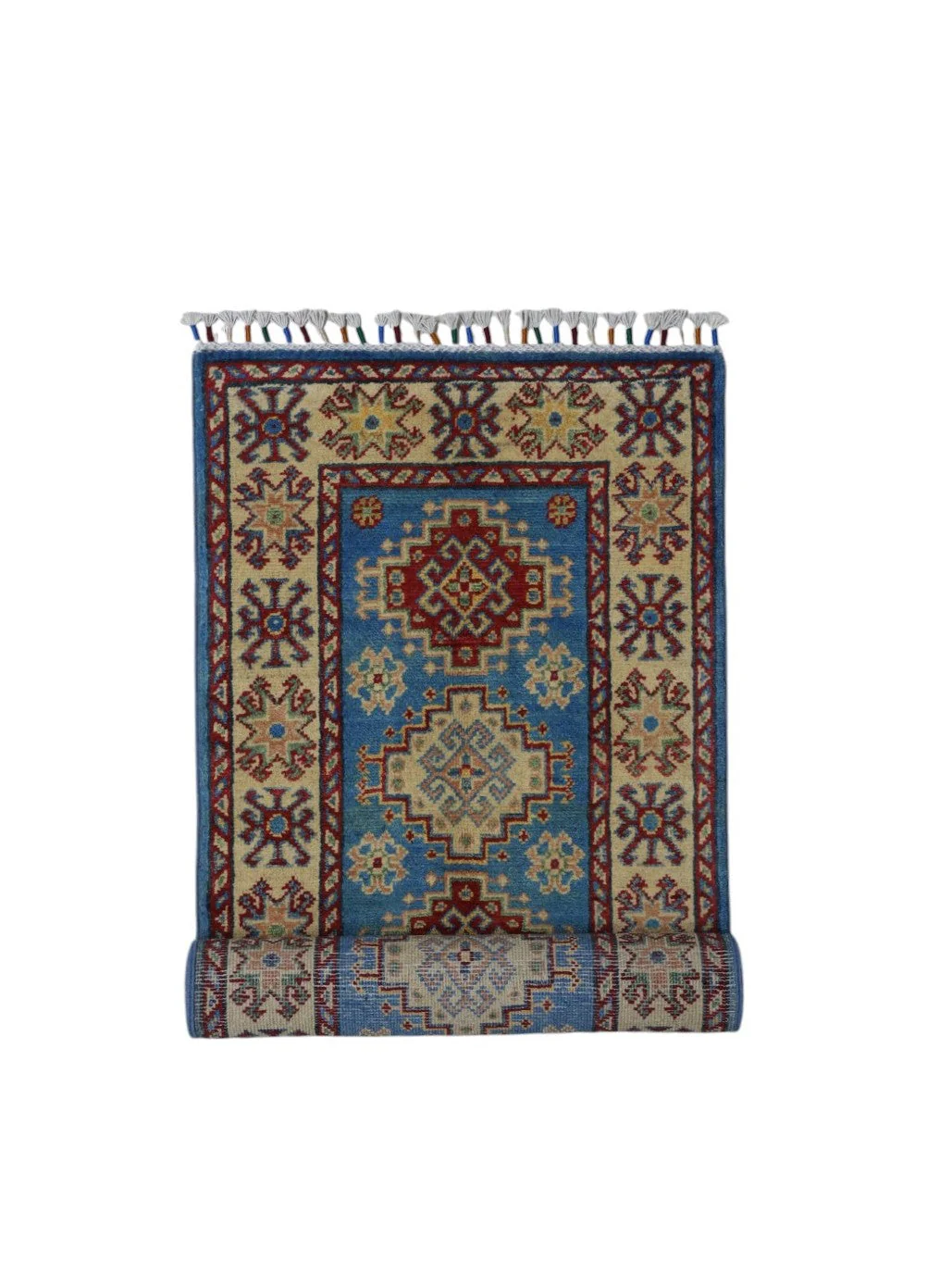 Hand-Knotted Afghani Kazak Wool Rug – 2’0″  x  5’10″ - Image 7