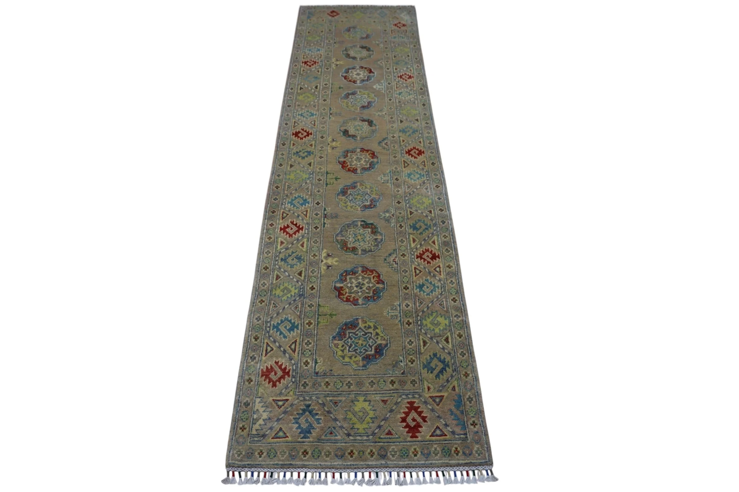 Hand-Knotted Afghani Kazak Wool Rug – 2’7″  x  10’0″ - Image 2