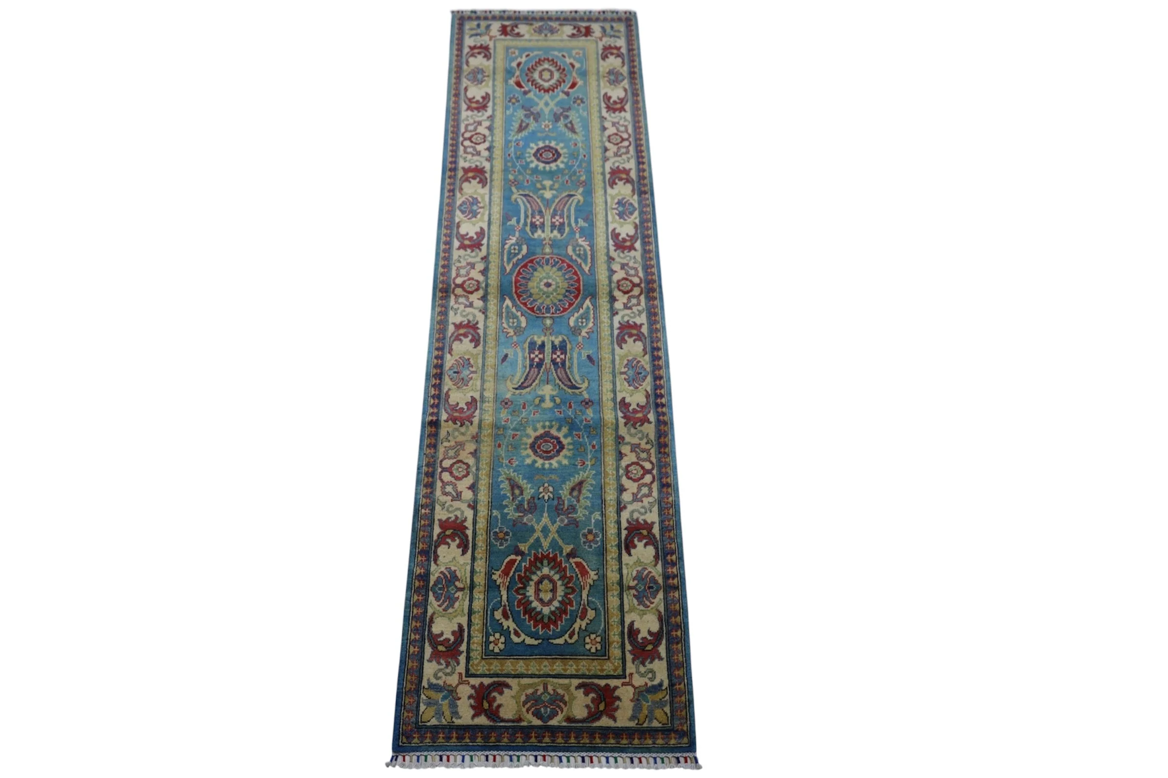 Hand-Knotted Afghani Kazak Wool Rug – 2’8″ x 9’9″ - Image 2