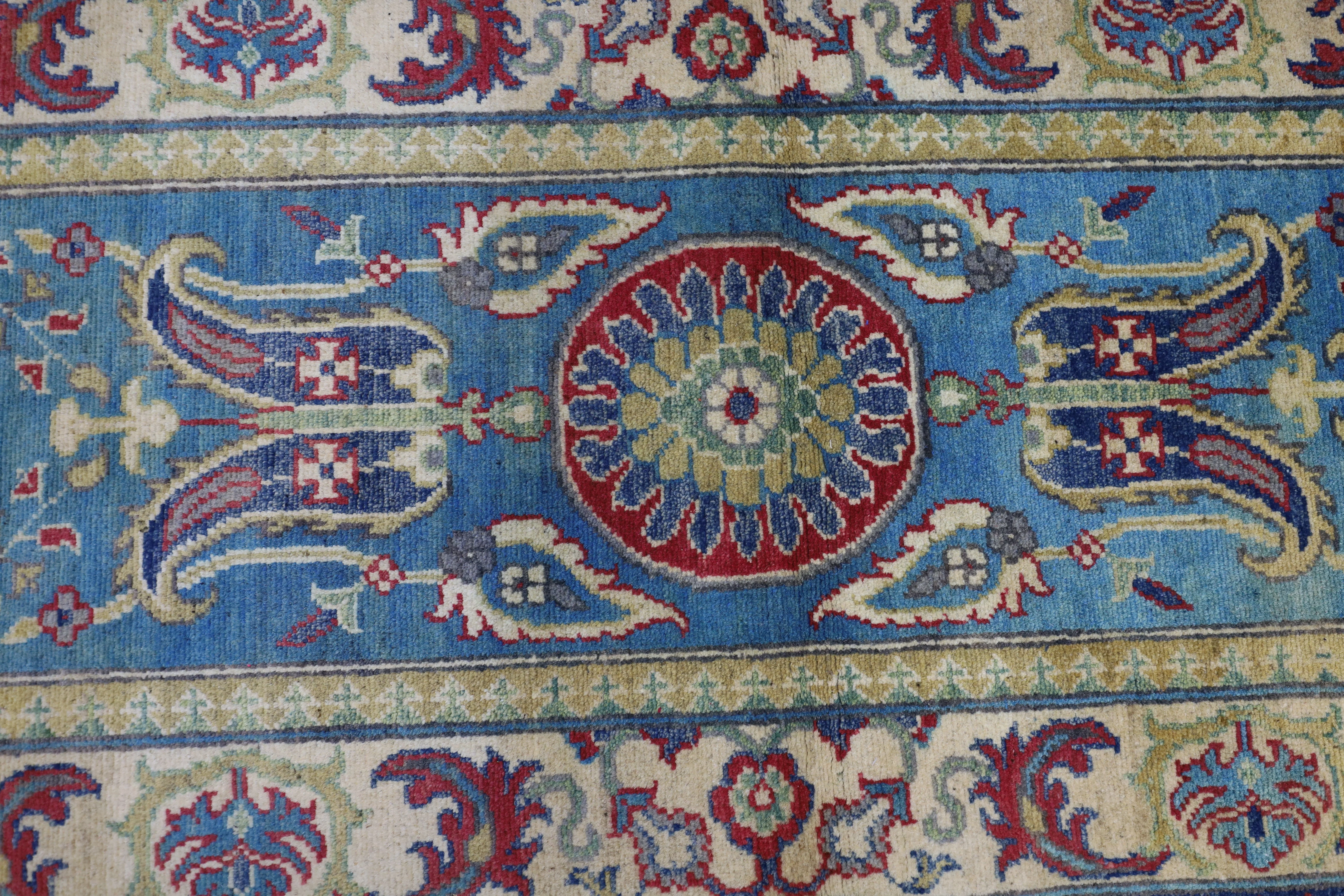 Hand-Knotted Afghani Kazak Wool Rug – 2’8″ x 9’9″ - Image 4