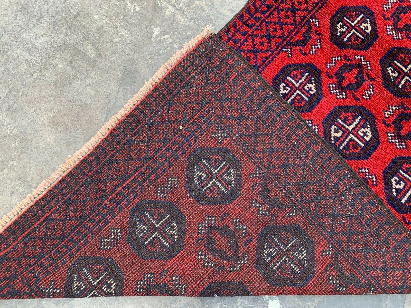 Hand Knotted Afghani Wool Baluch Runner Rug With Rug Pad 2x7 Ft - Image 6