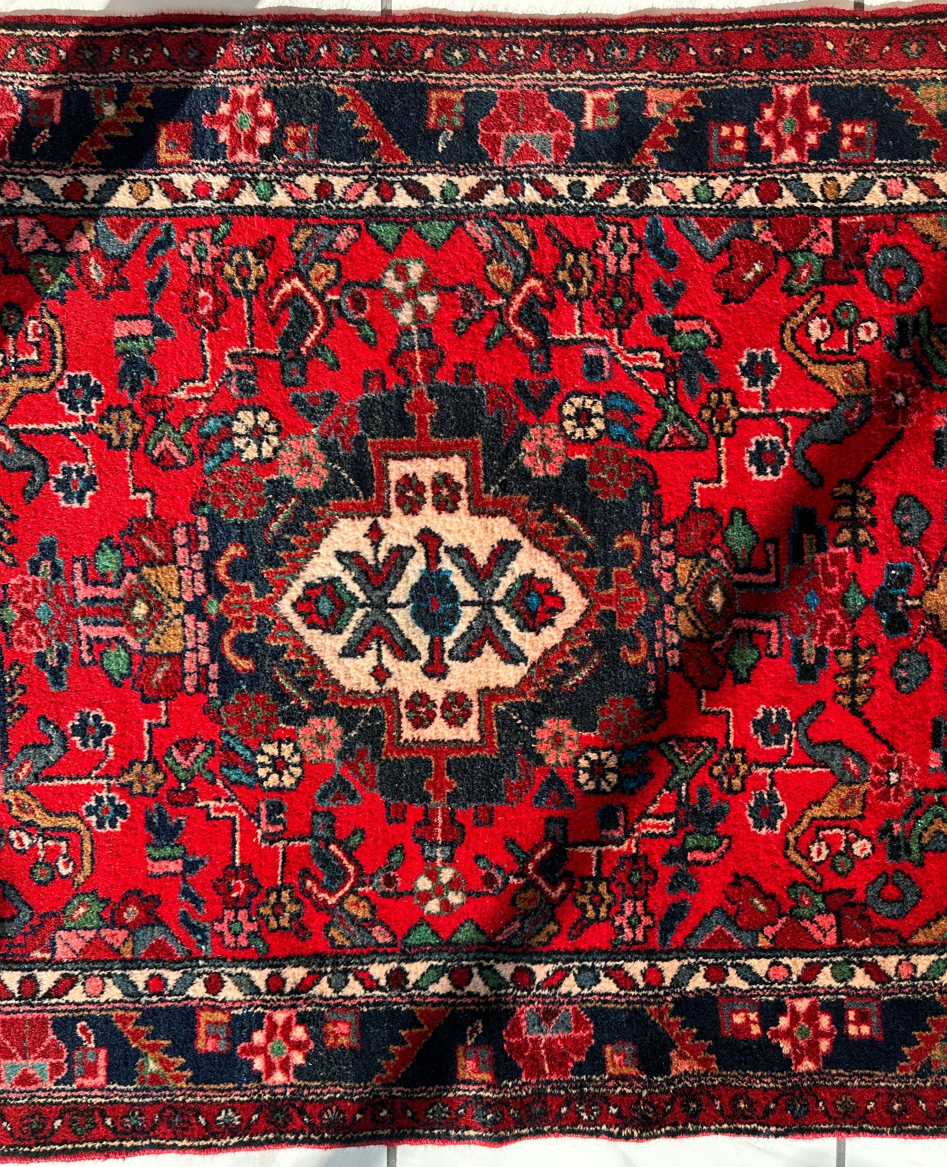 Hand-knotted Persian Hamadan wool Rug 3’8” x 6’4” - Image 7