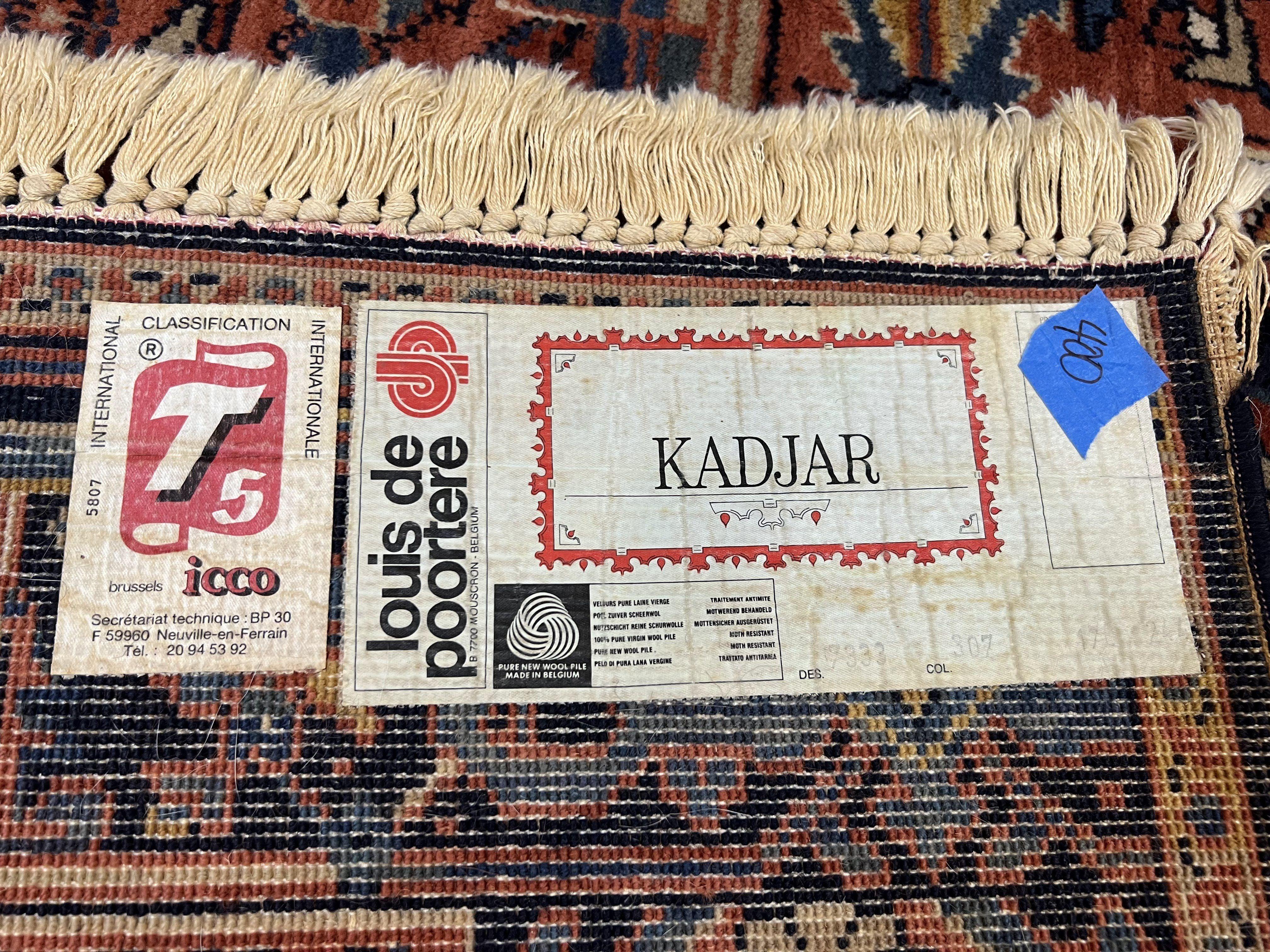 Heriz Rug 5.6 x 8, Geometric Medallion, Wool Oriental Carpet, Tribal Boho Rug, Red Navy Blue Cream, Belgium Power Loomed Rug, Medium Sized - Image 10