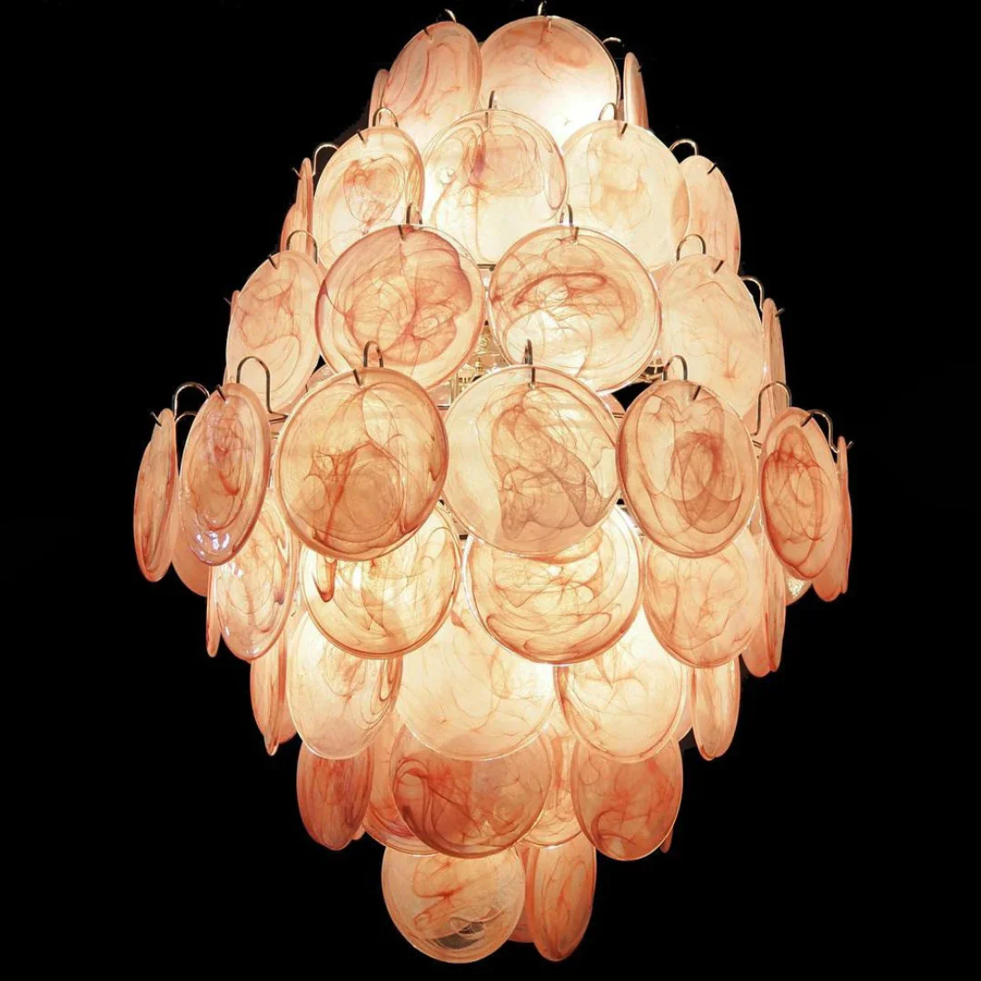 Huge Vintage Murano Pink Disks Chandelier - Image 21