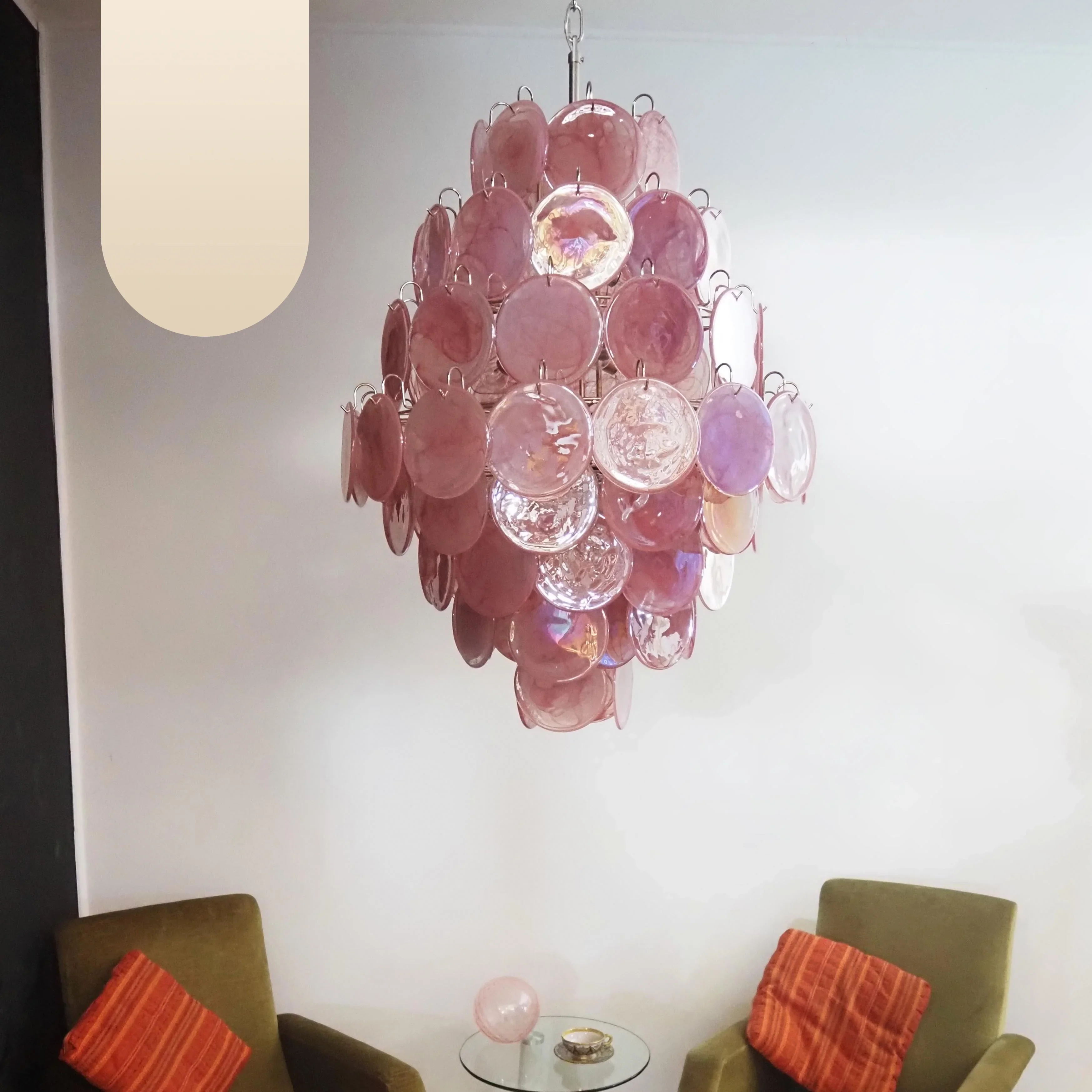 Huge Vintage Murano Pink Disks Chandelier - Image 25