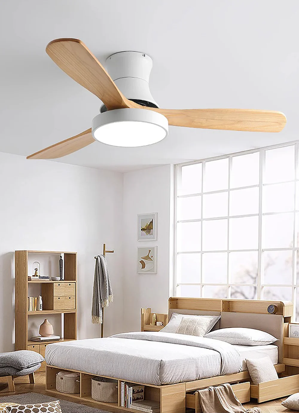 Hugger Wood Blade Ceiling Fan Lamp - Image 13