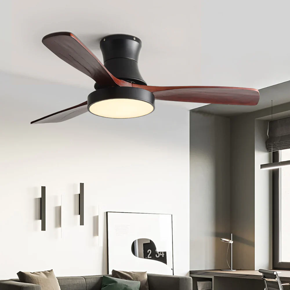 Hugger Wood Blade Ceiling Fan Lamp - Image 3